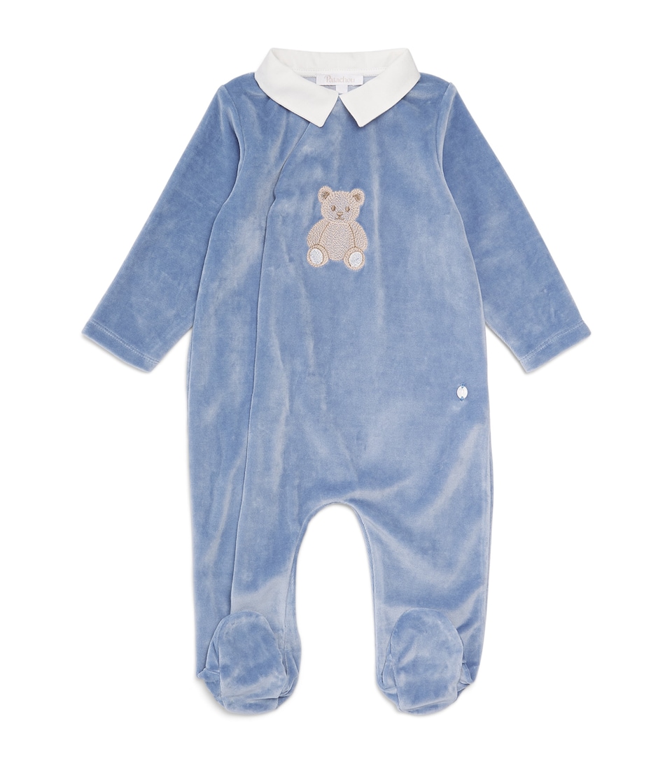 Patachou Embroidered Bear All-In-One (0-24 Months) Blue Indigo