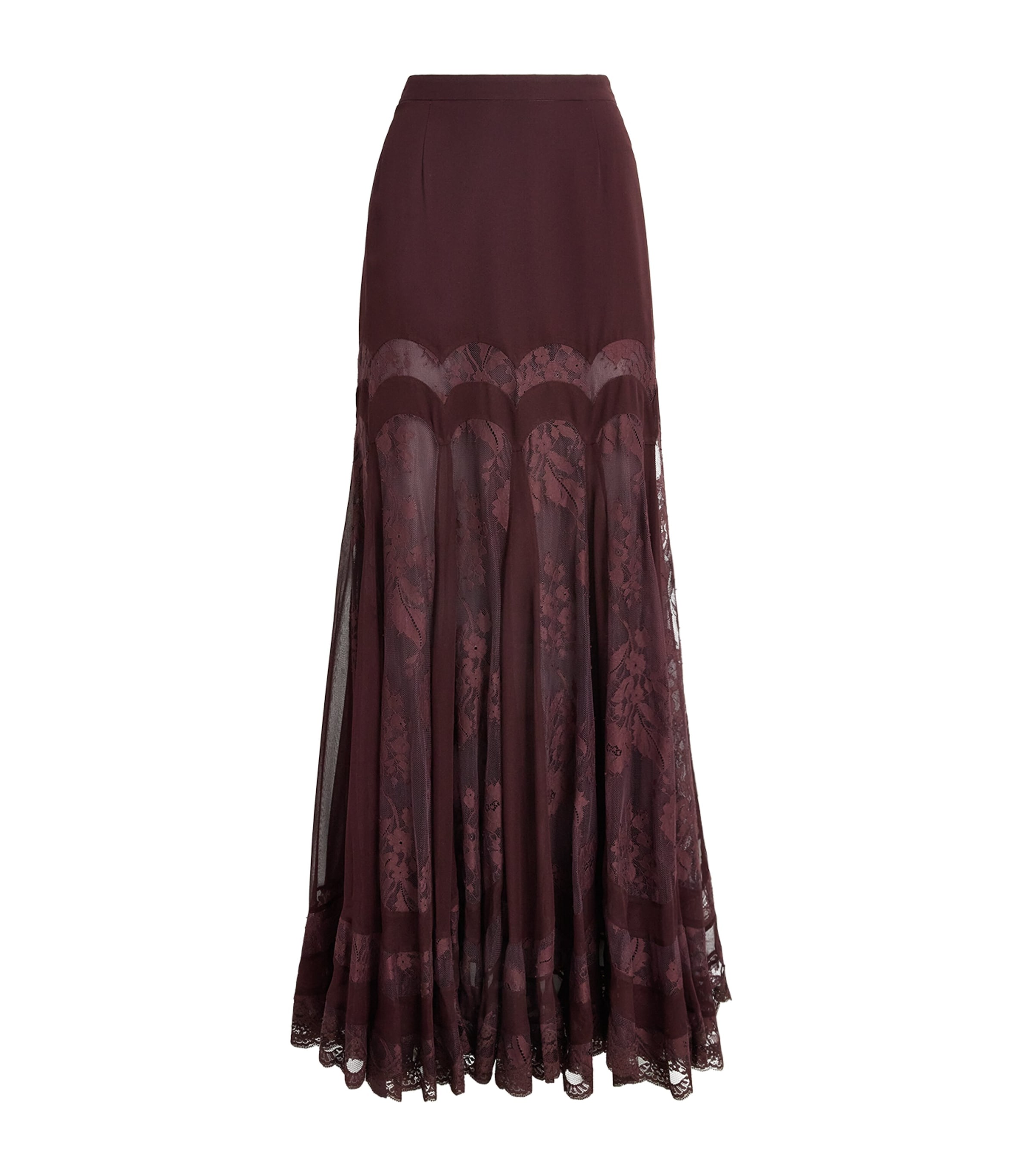 Zimmermann Womens Silk Valiant Panelled Maxi Skirt Chocolate