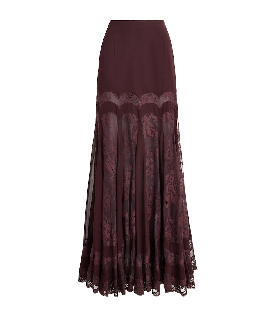 Zimmermann Womens Silk Valiant Panelled Maxi Skirt Chocolate