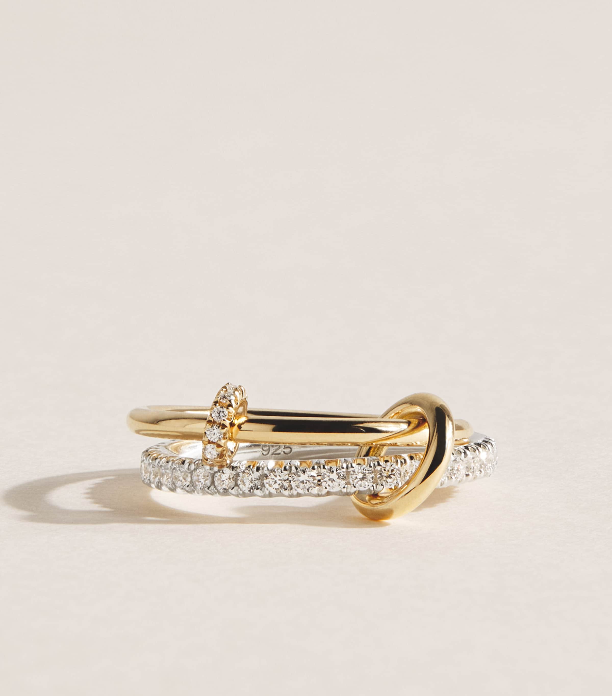 Spinelli Kilcollin Yellow Gold, Sterling Silver and Pavé Diamond Virgo Ring Sterling Silver