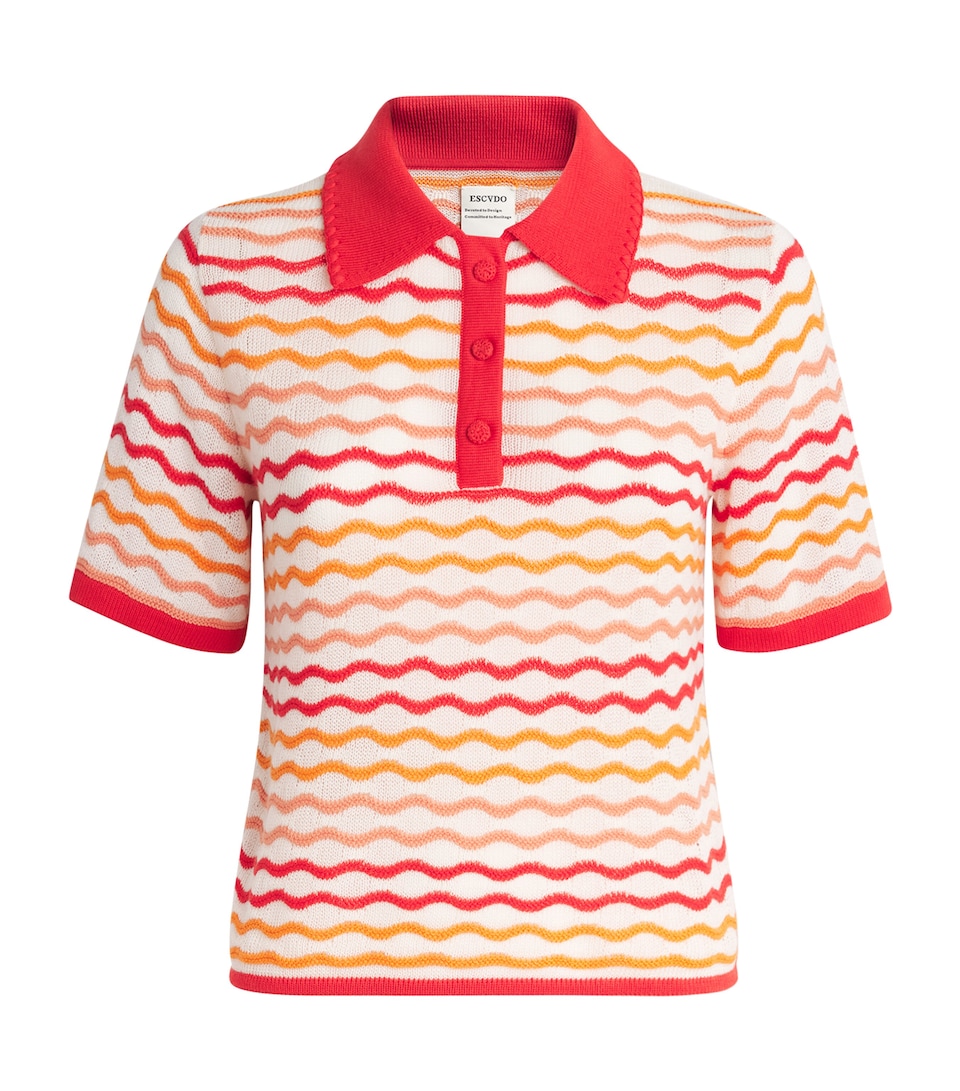 ESCVDO Womens Cotton Knitted Stripe Polo Shirt