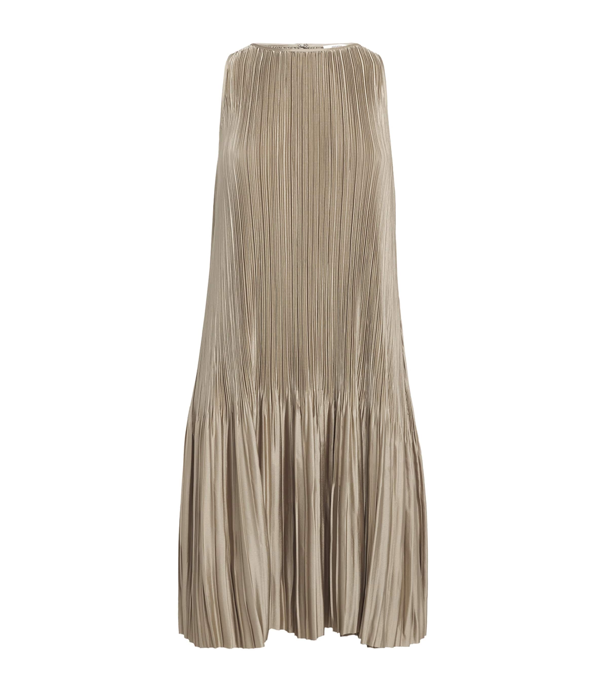 Satin Pleated Rida Midi Dress