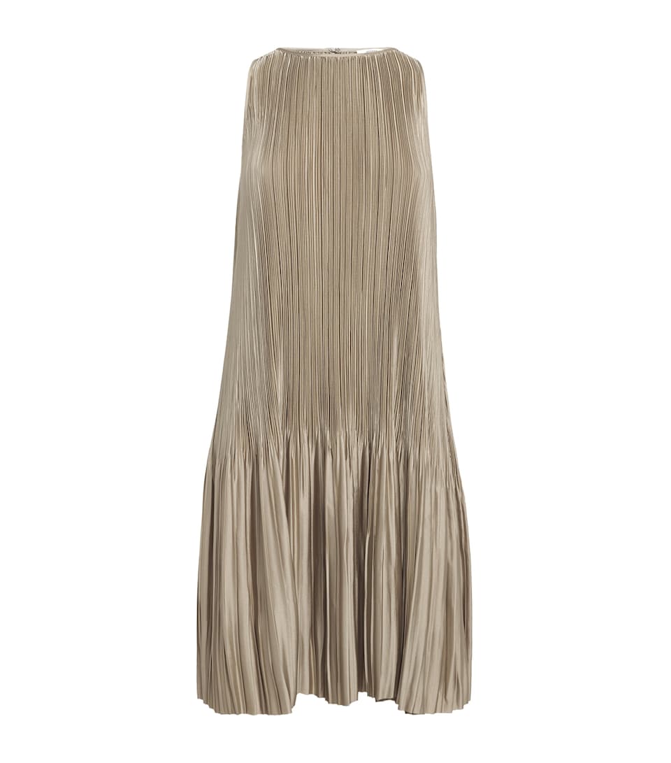 Satin Pleated Rida Midi Dress