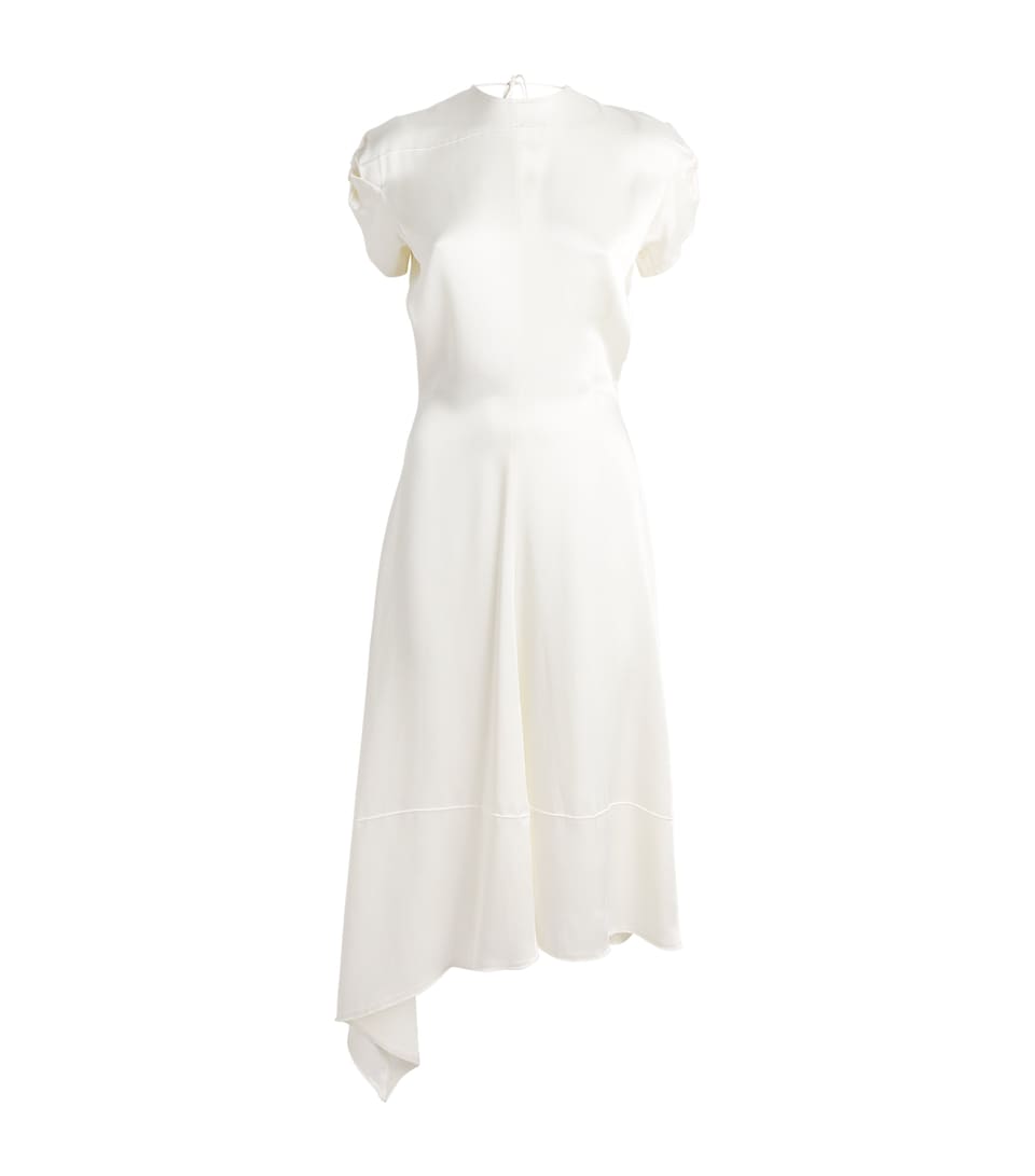Victoria Beckham Womens Twist Shoulder Midi Dress Ivory
