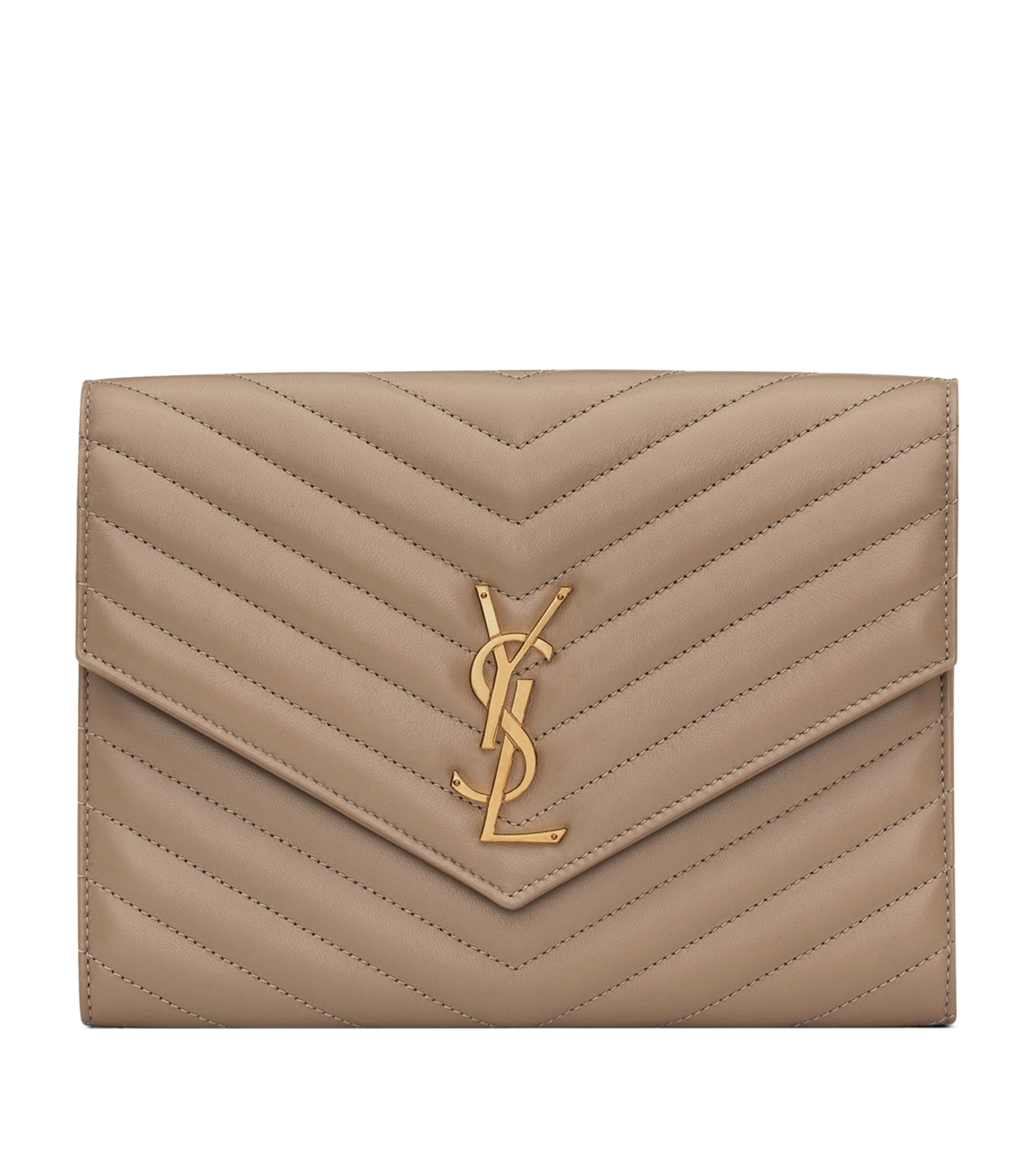 Saint Laurent Small Monogram Matelassé Envelope Pouch