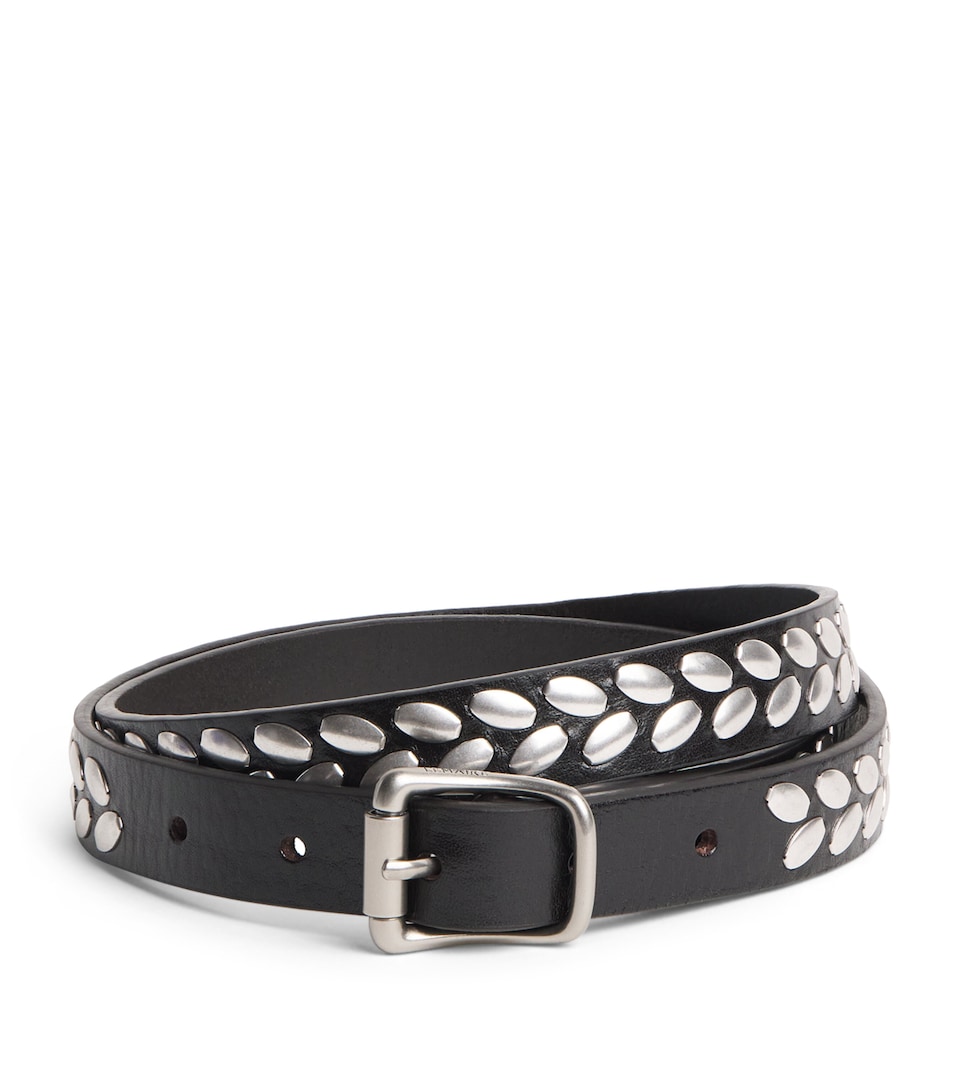 Lemaire Leather Studded Almond Belt Dark Brown