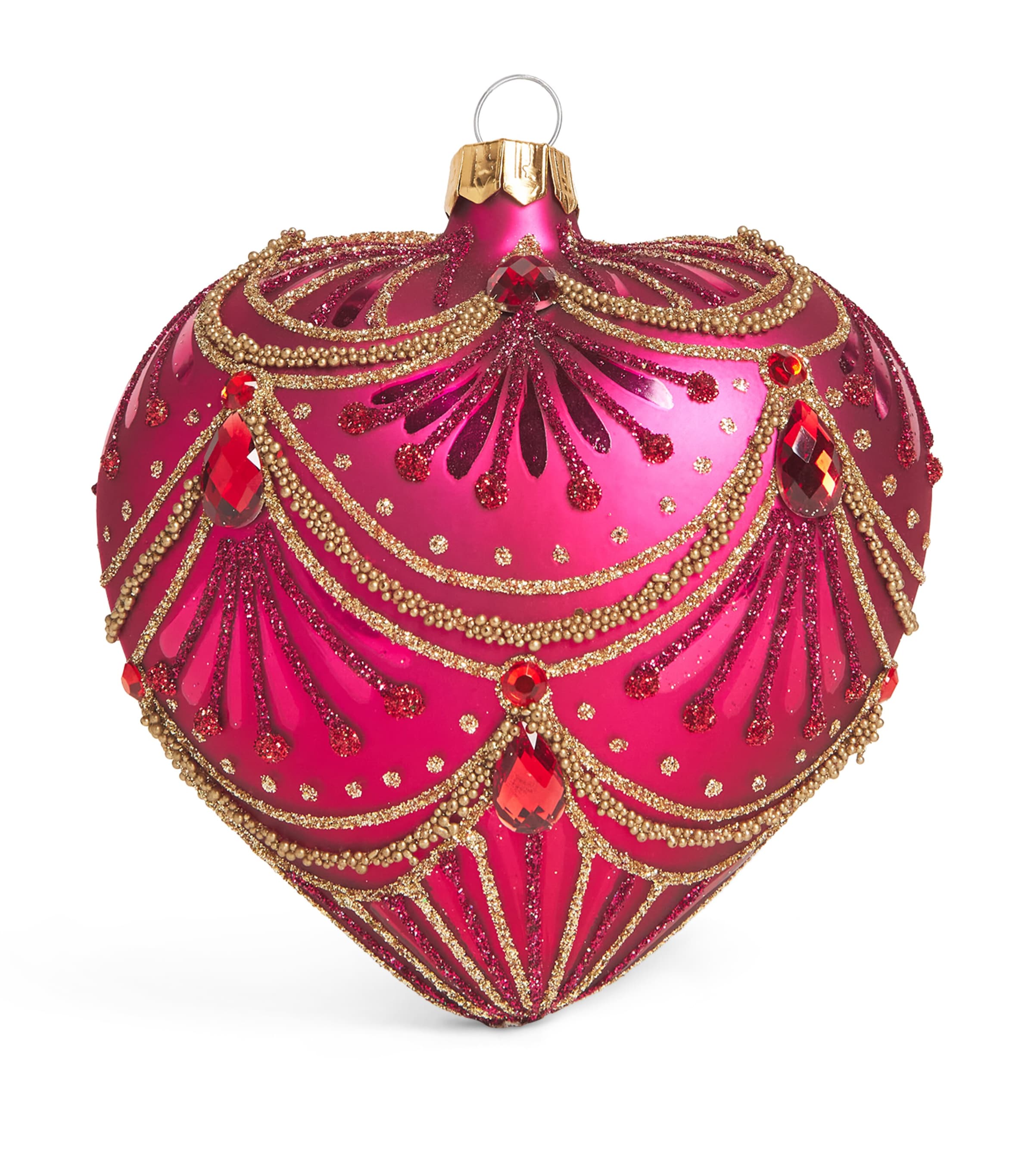 Harrods Crystal-Embellished Heart Bauble Fuchsia