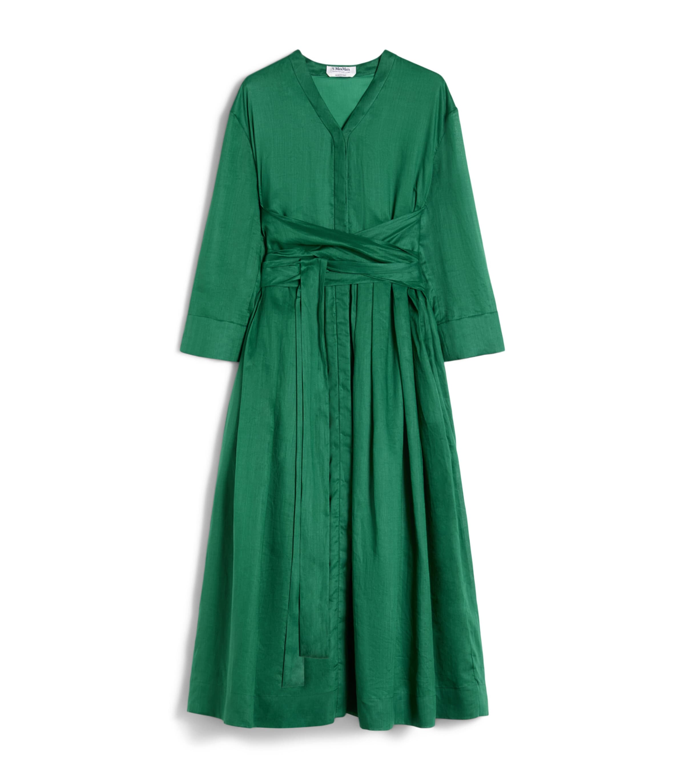 Max Mara Womens Ramie Midi Shirt Dress Green