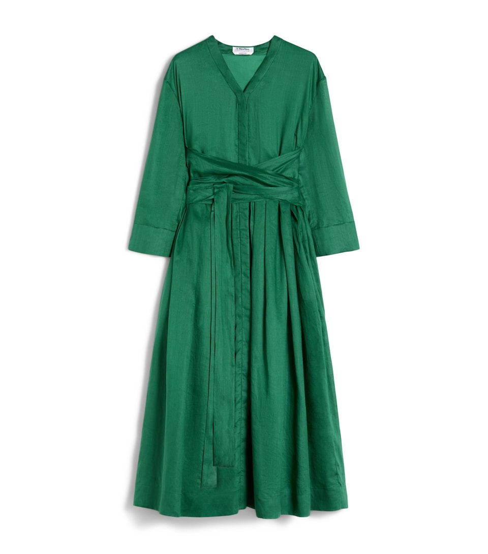 Max Mara Womens Ramie Midi Shirt Dress Green