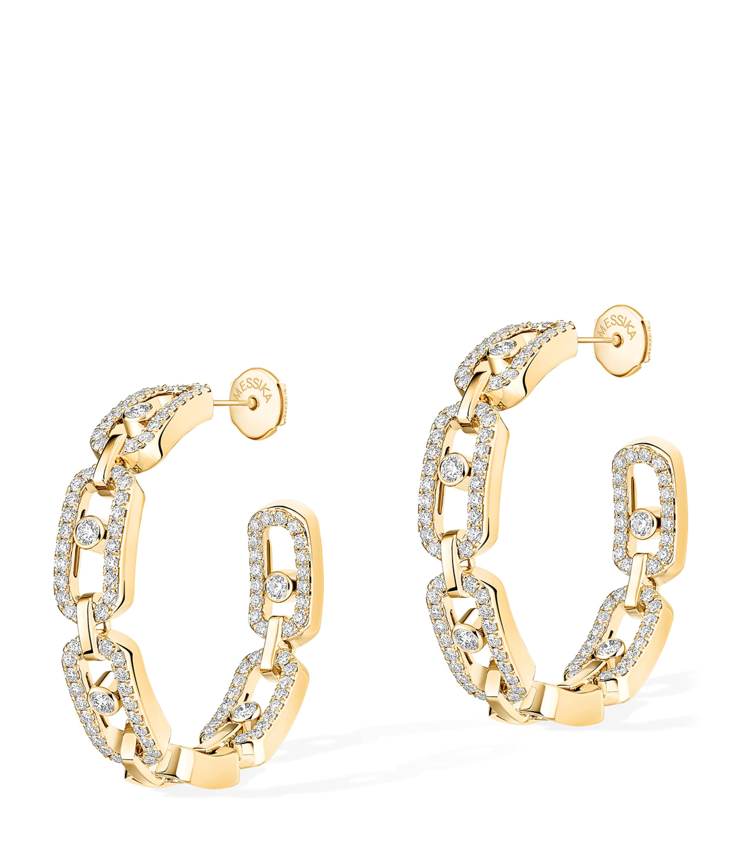 Messika Small Move Link Yellow Gold and Diamond Hoop Earrings (0.86ct) Yellow Gold
