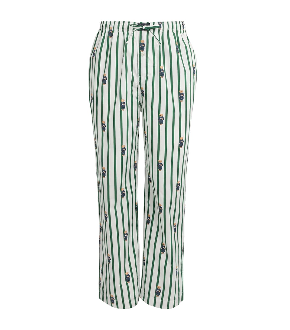 Polo Ralph Lauren Mens Cotton Stripe Polo Bear Pyjama Bottoms Verano Green/wht Aob