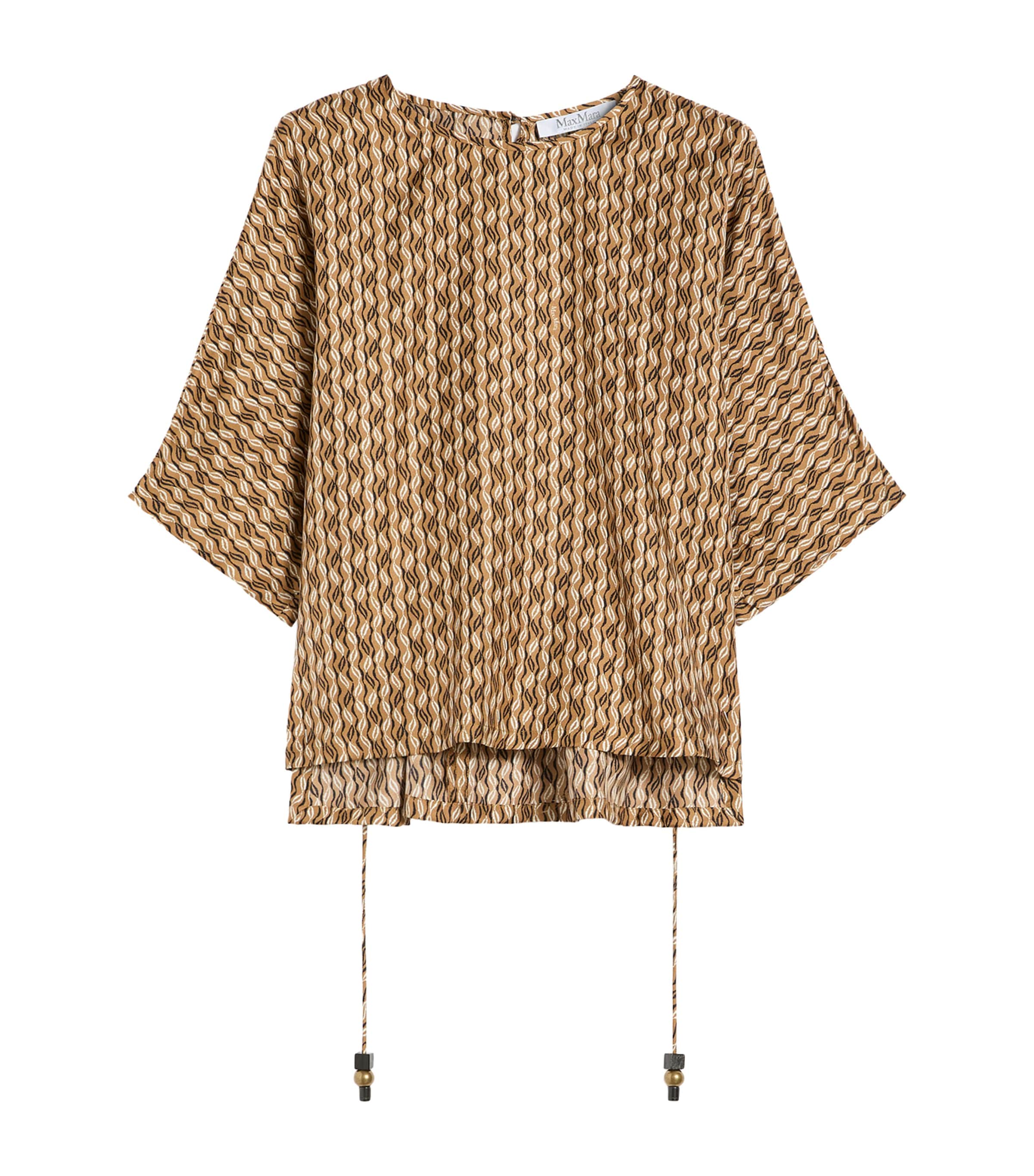 Max Mara Womens Silk Printed Short-Sleeve Blouse Hazelnut Brown