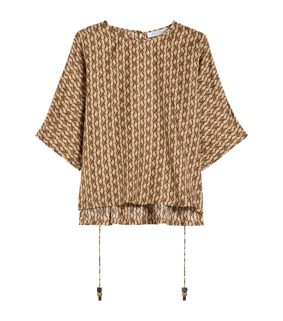 Max Mara Womens Silk Printed Short-Sleeve Blouse Hazelnut Brown