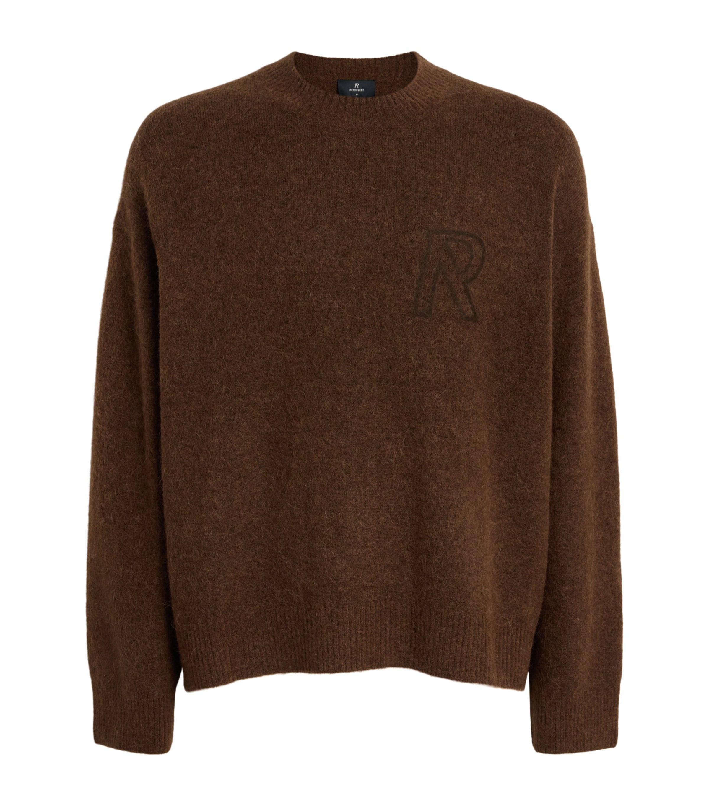 Represent Mens Wool Blend Logo Sweater Chocolate