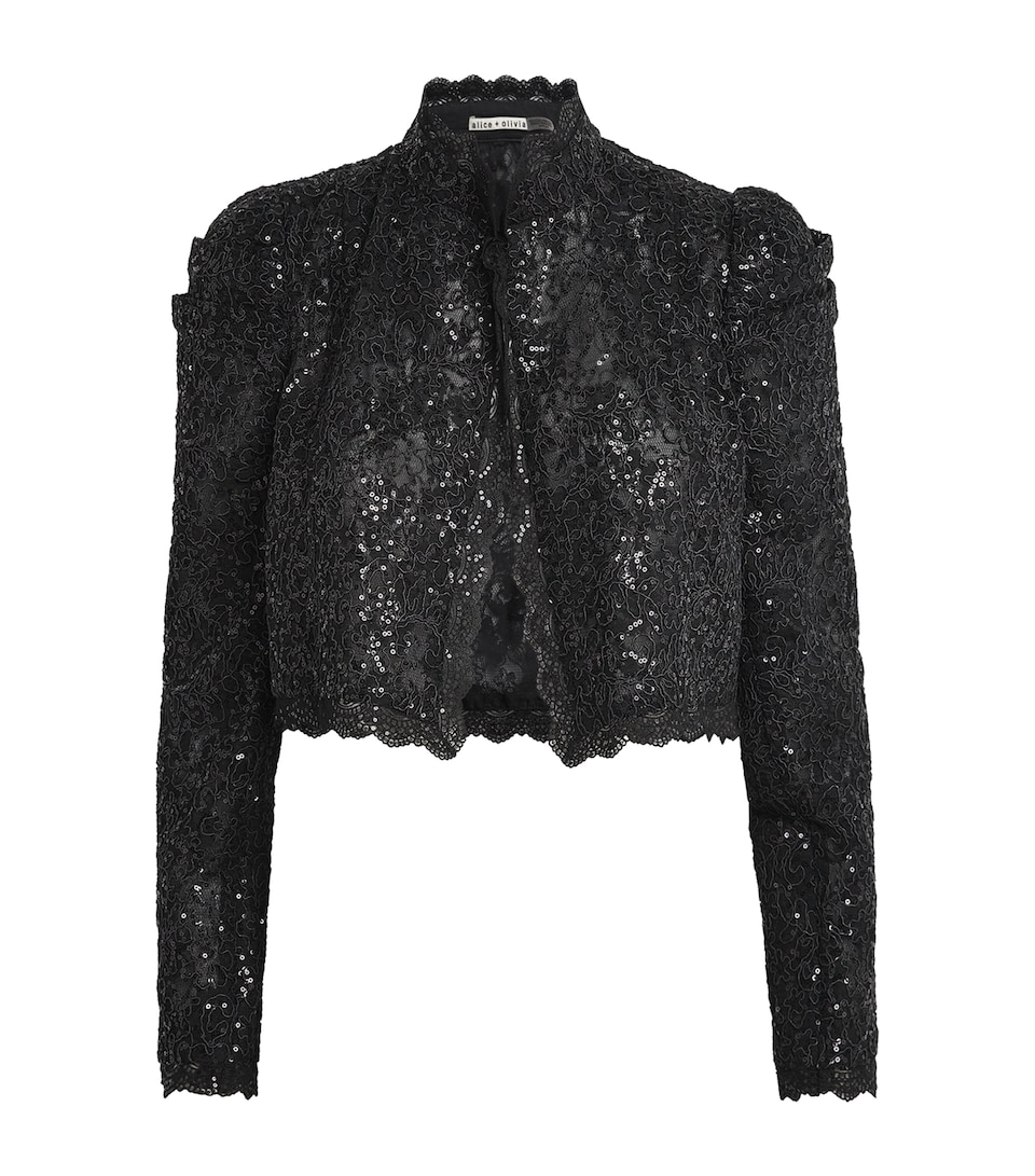 Alice+Olivia Womens Embellished Lace Thomasina Jacket Black