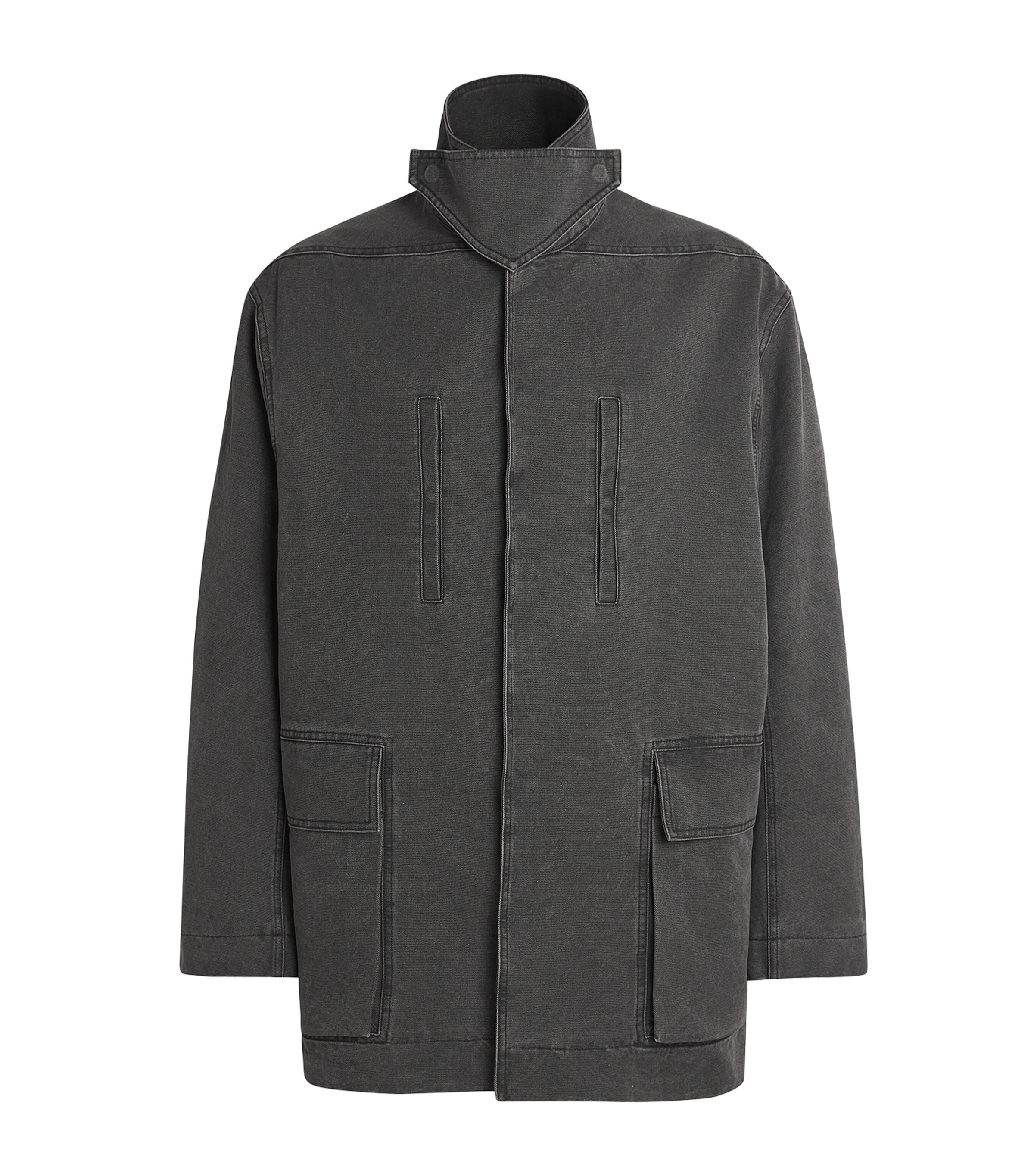 Rick Owens Mens Cotton-Canvas Padded Washed Coat Gravel
