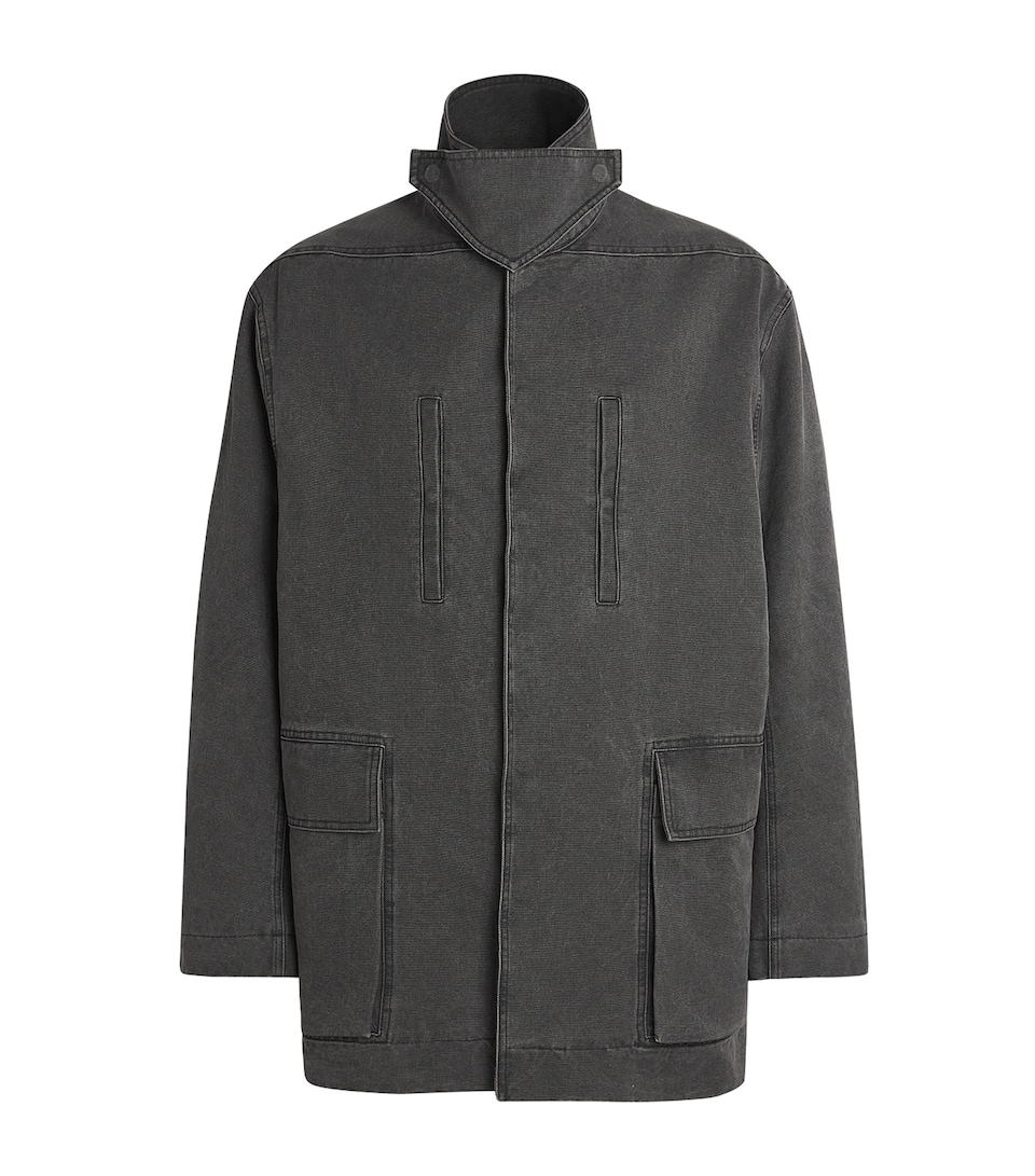 Rick Owens Mens Cotton-Canvas Padded Washed Coat Gravel