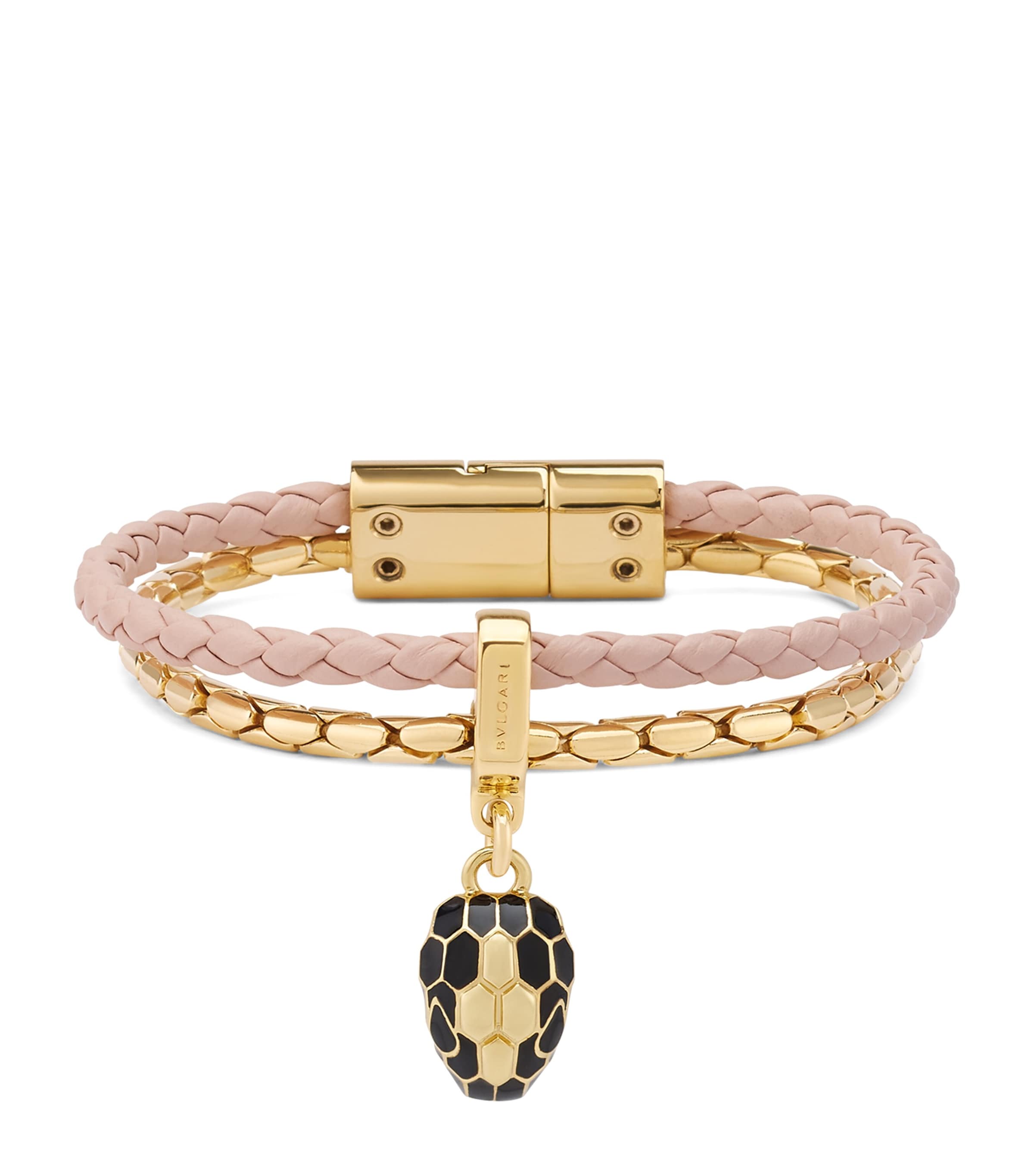 Bvlgari Leather Serpenti Forever Bracelet Pink