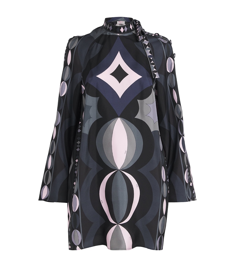 Silk High-Neck Mini Dress