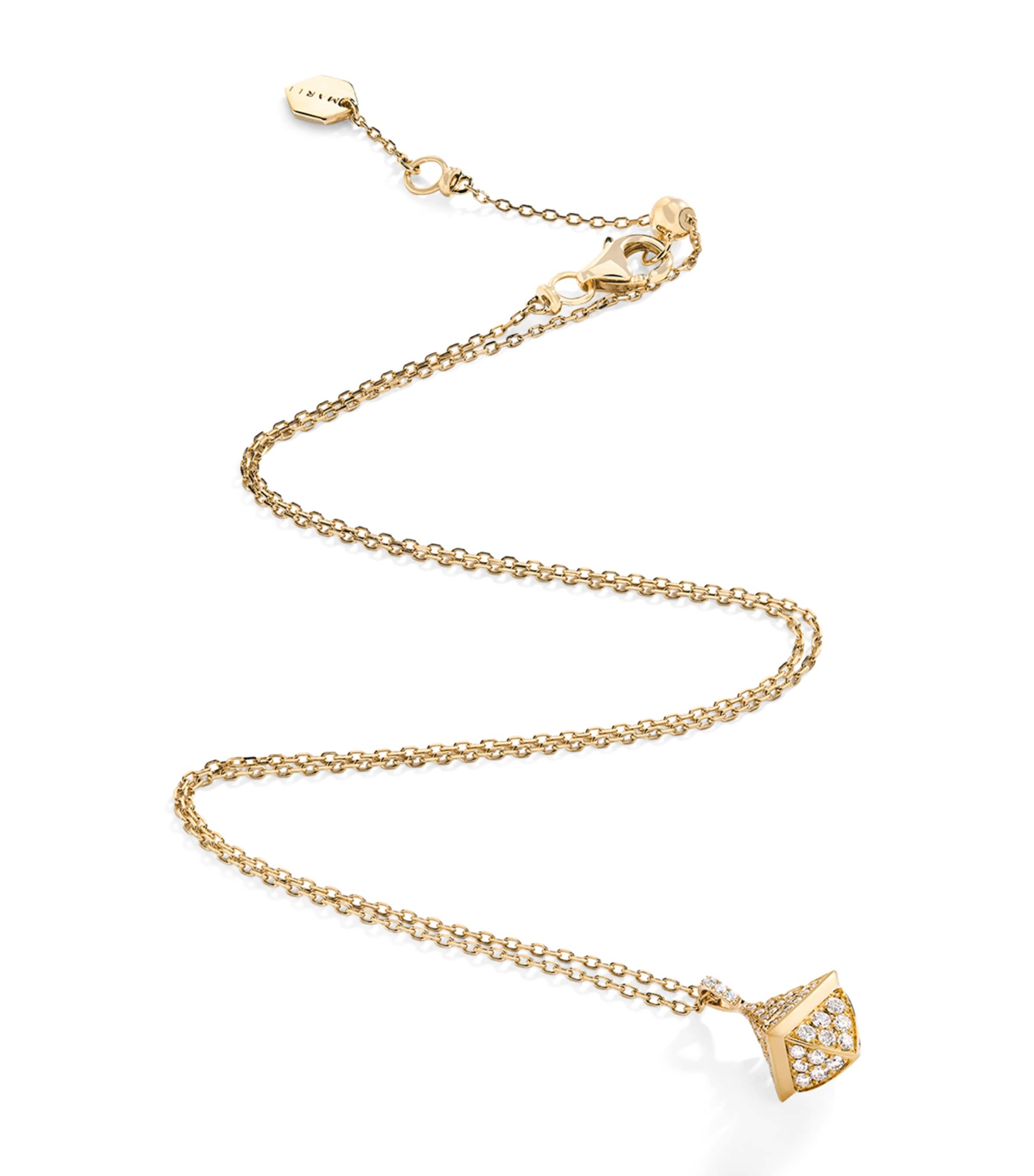 Mini Yellow Gold and Diamond Cleo Rev Pendant Necklace