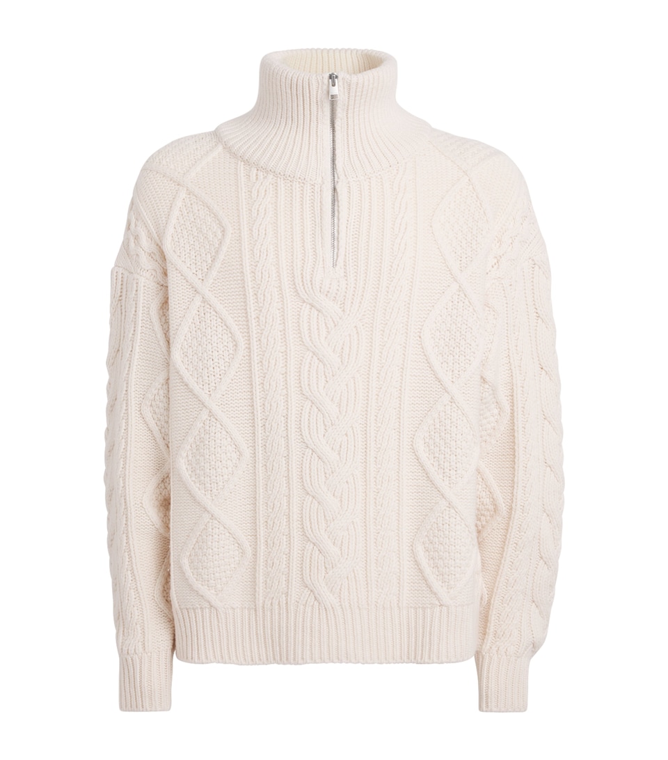 FRAME Mens Wool-Cashmere Half-Zip Sweater Crea