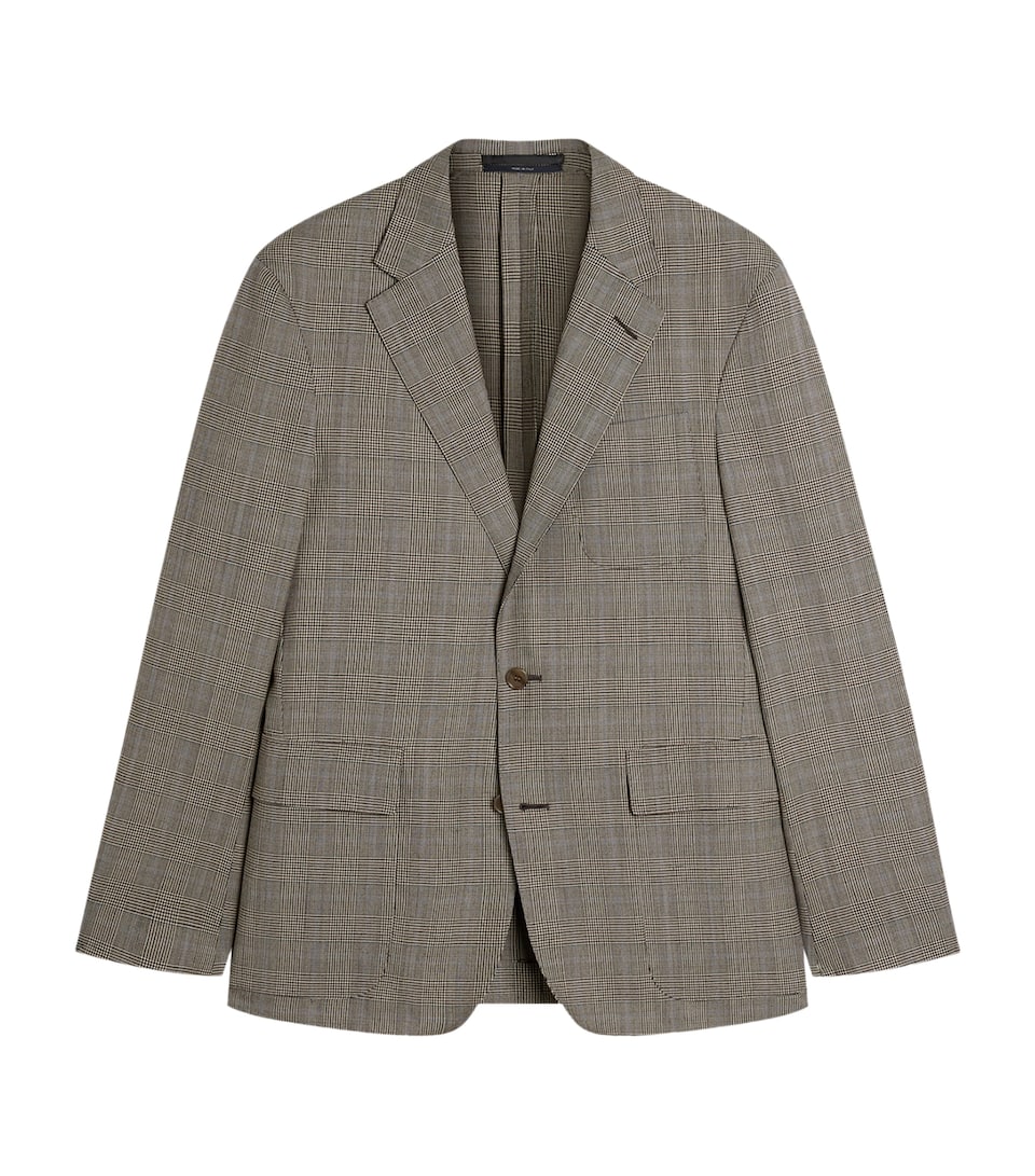 Dunhill Mens Wool-Cashmere Check Cavendish Blazer Khaki