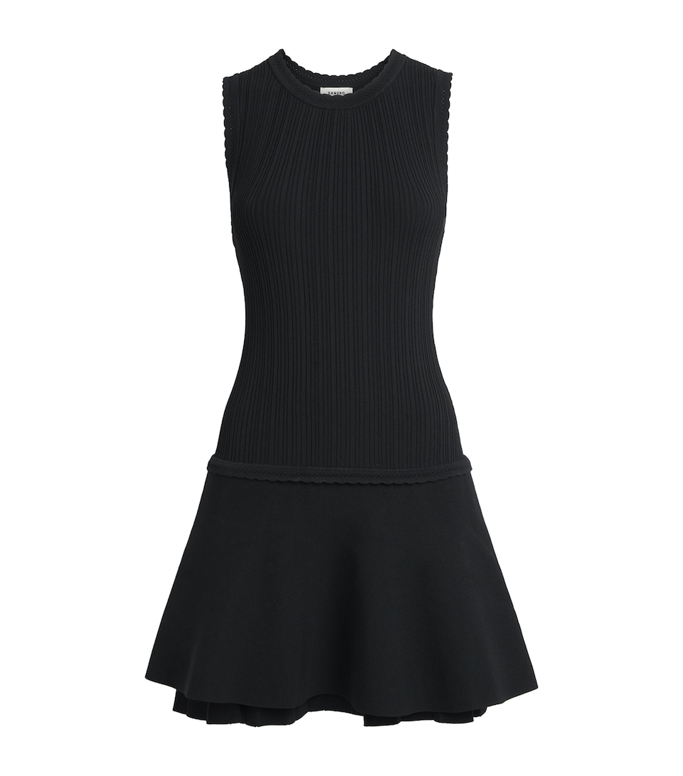 Sandro Paris Womens Knitted Mini Dress Black