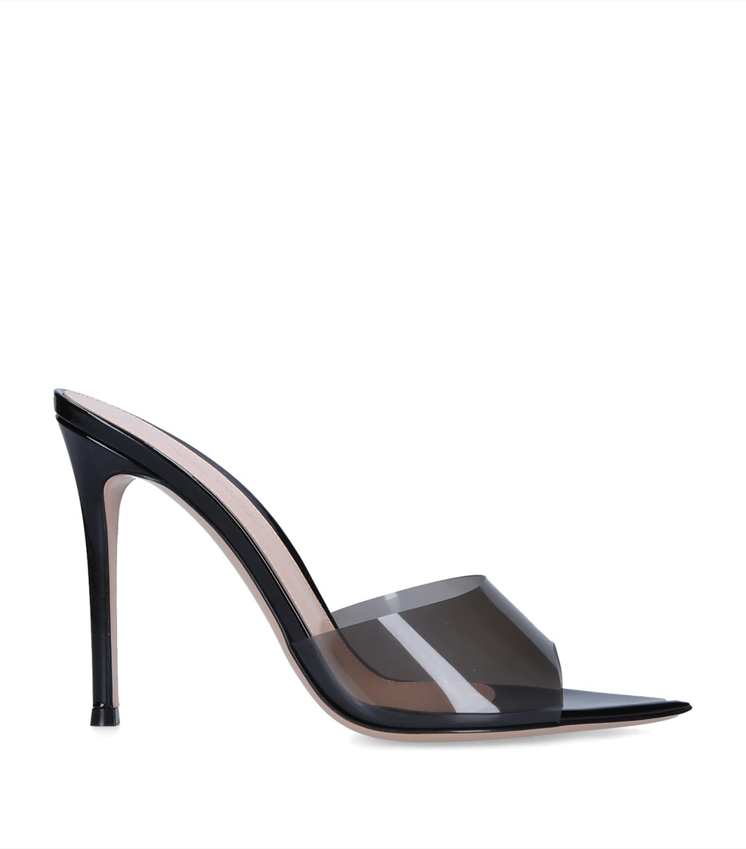 Gianvito Rossi Plexi Elle Peep Toe Heels 105 Black