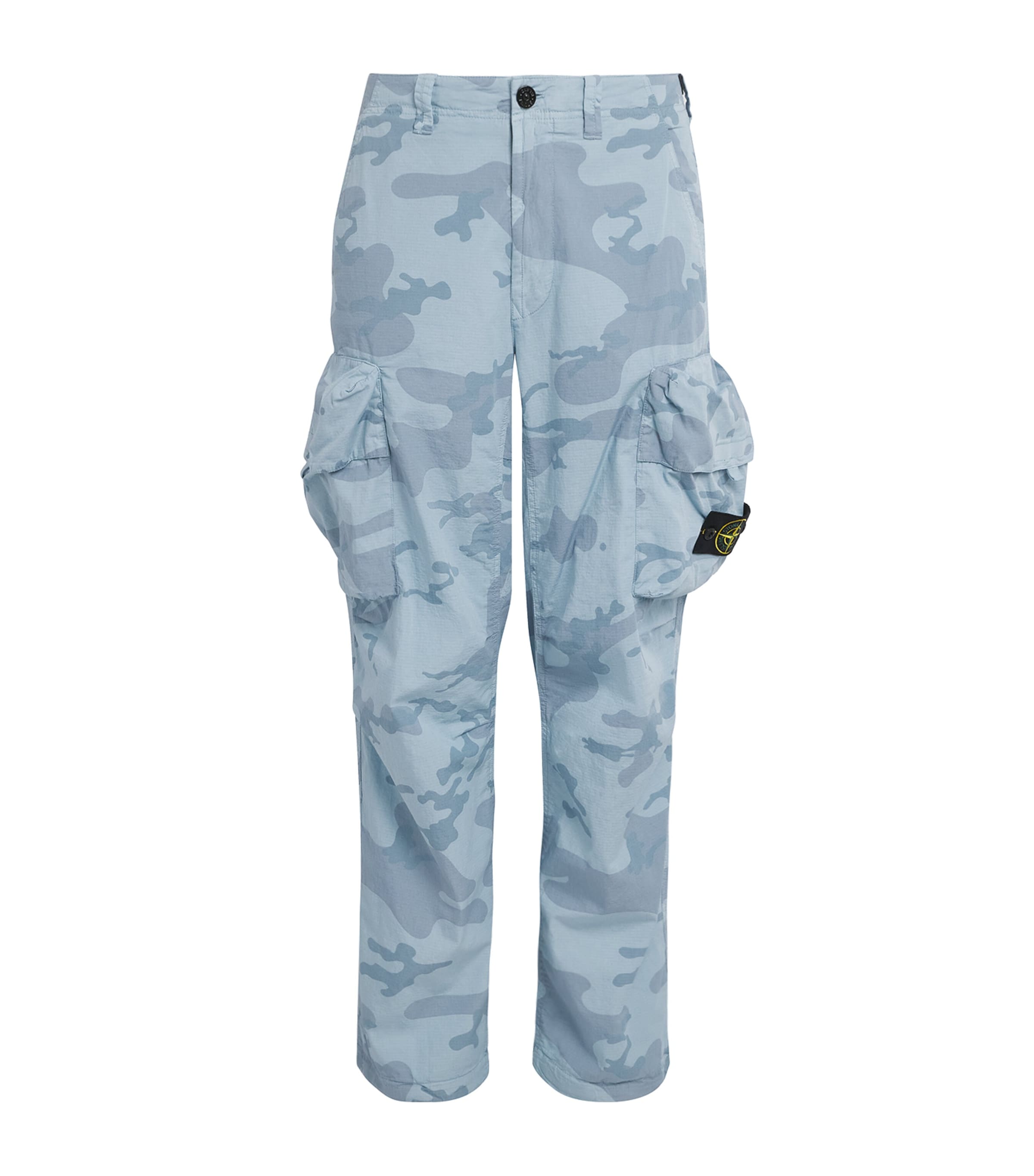 Stone Island Mens Camouflage Print Cargo Trousers