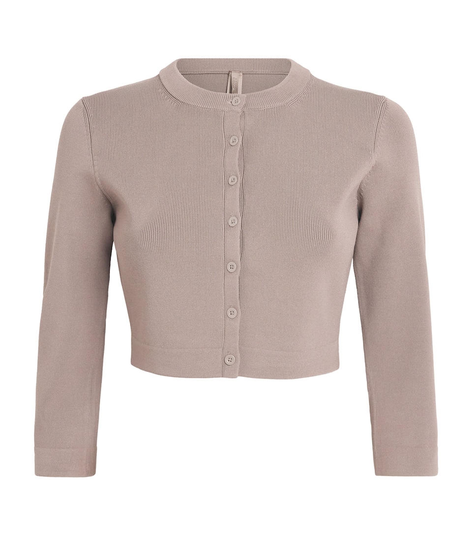Skims Womens Refined Knit Crop Cardigan Amethyst