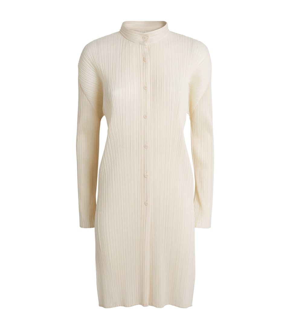 Pleated Stand Collar Shirt