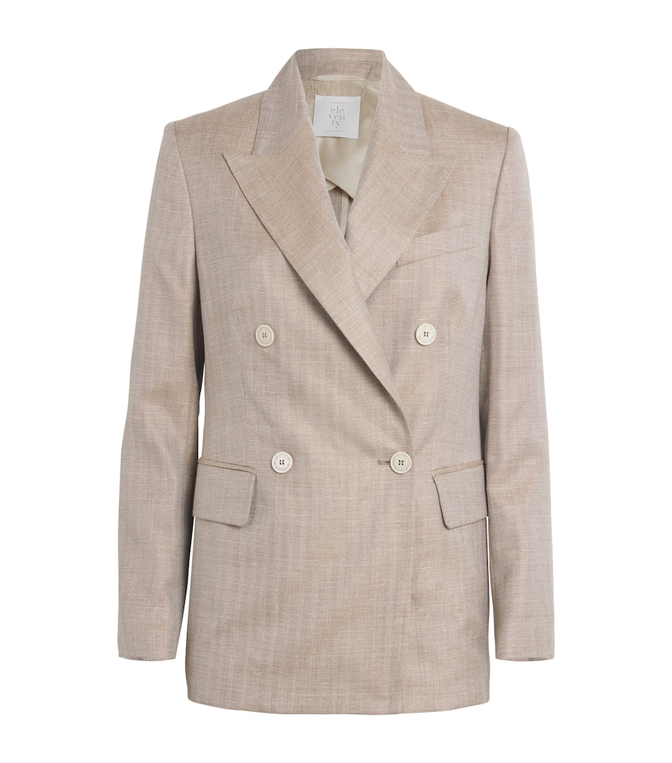 Wool-Silk-Linen Double-Breasted Blazer