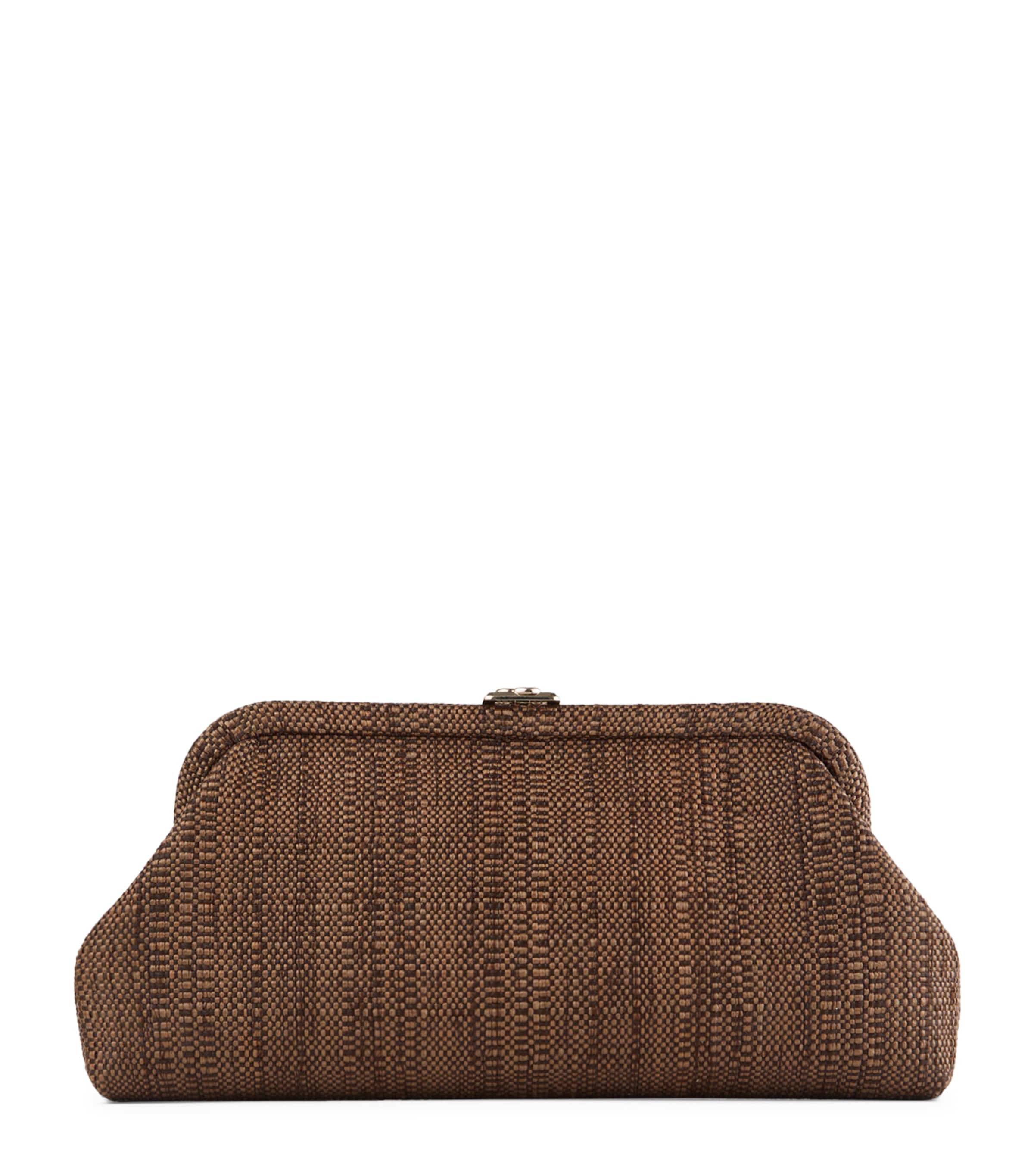 Jimmy Choo Skylar Woven Clutch Bag Tan/light Gold