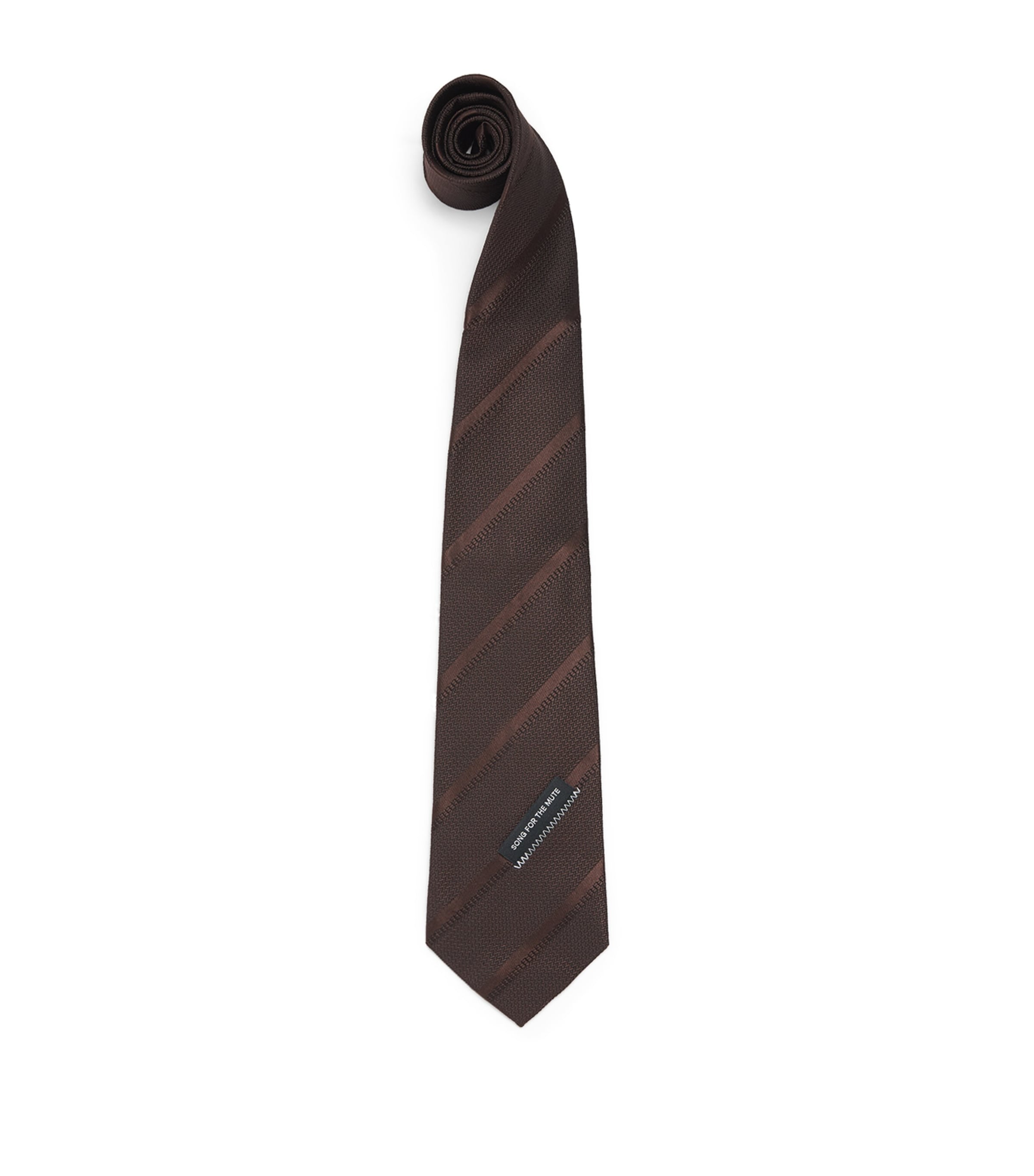Song For The Mute Silk Satin Stripe Playground Tie Brown