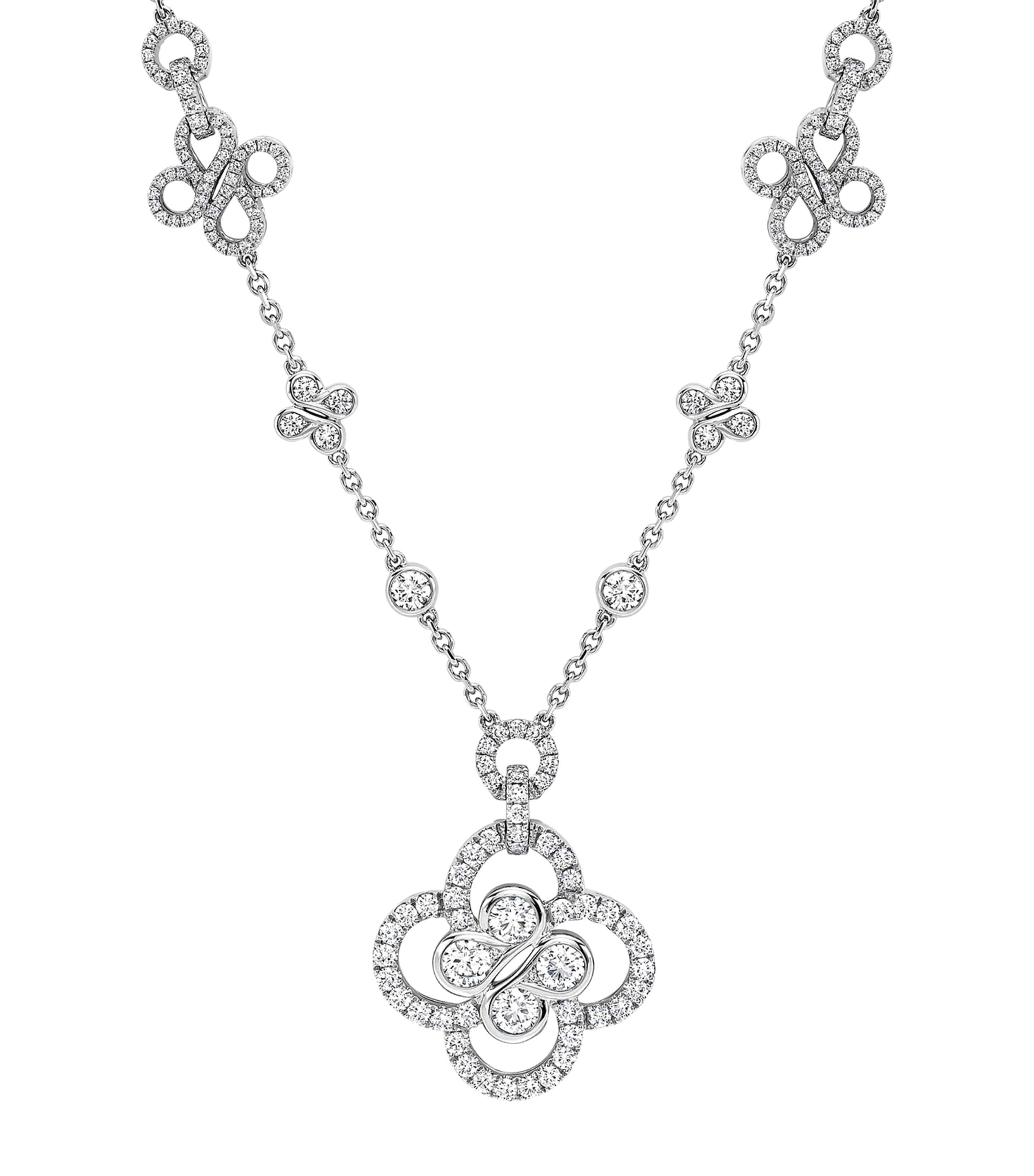Boodles Large White Gold and Diamond Be Boodles Necklace Platinum