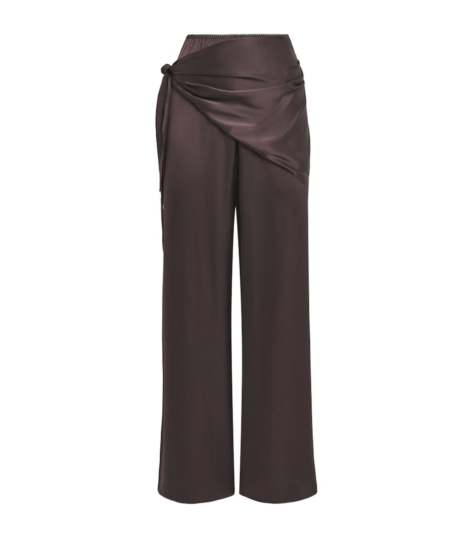 DÔEN Womens Silk Lavona Scarf Trousers Equestrian Brown