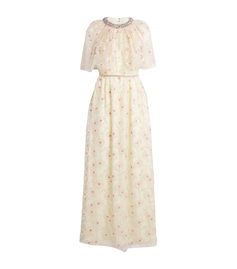 Embellished Floral Maxi Dress