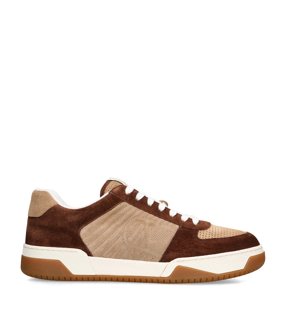 Valentino Garavani Leather-Suede Sparry Sneakers Mid Brown