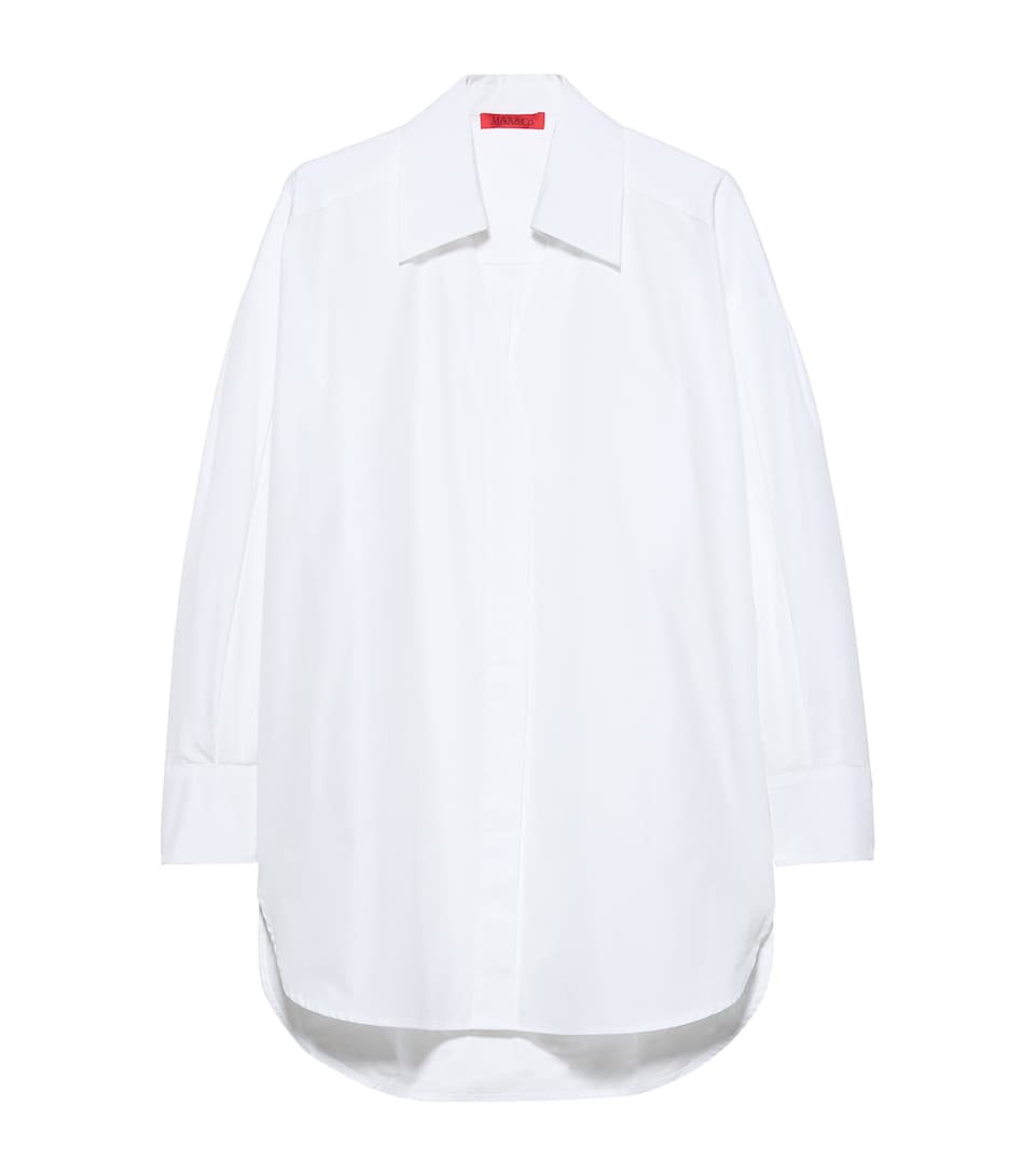 MAX&Co. Womens Cotton Spread Collar Shirt Optical White