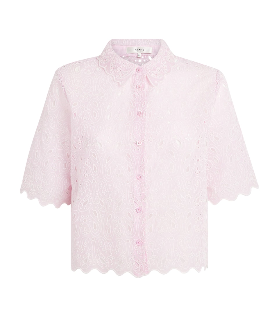 FRAME Womens The Paisley Eyelet Shirt Bubble Gum