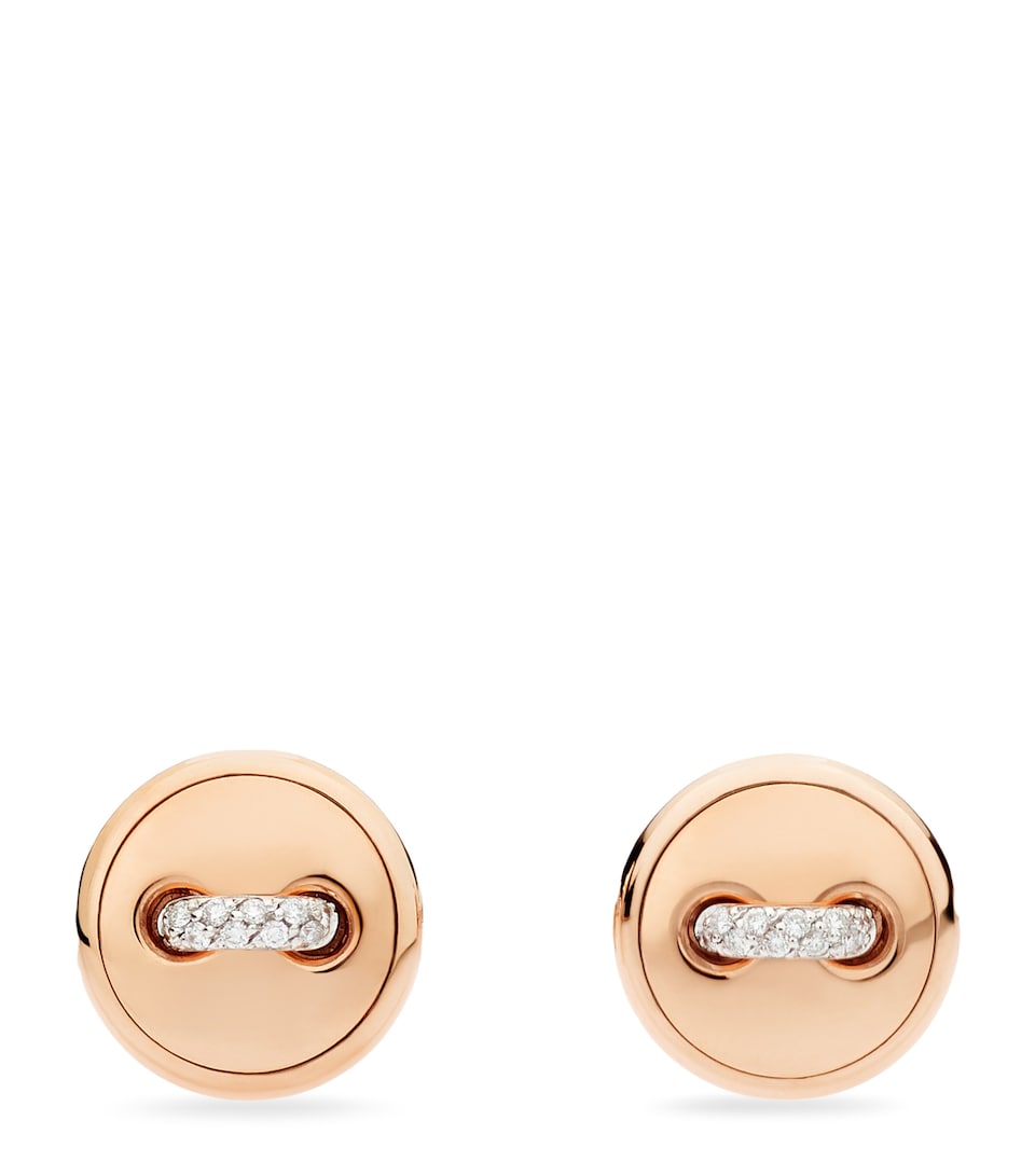 Rose Gold and Diamond Pom Pom Dot Stud Earrings