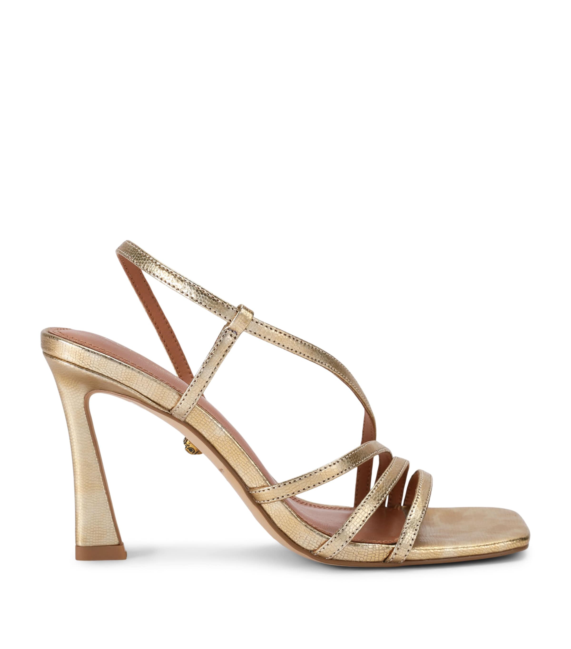 Kurt Geiger London Leather Embellished Annabel Heeled Sandals 90 Gold