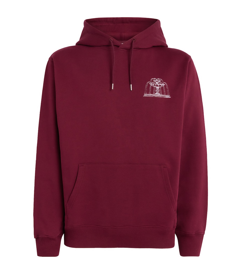 Drôle de Monsieur Mens Cotton Fountain Hoodie Burgundy