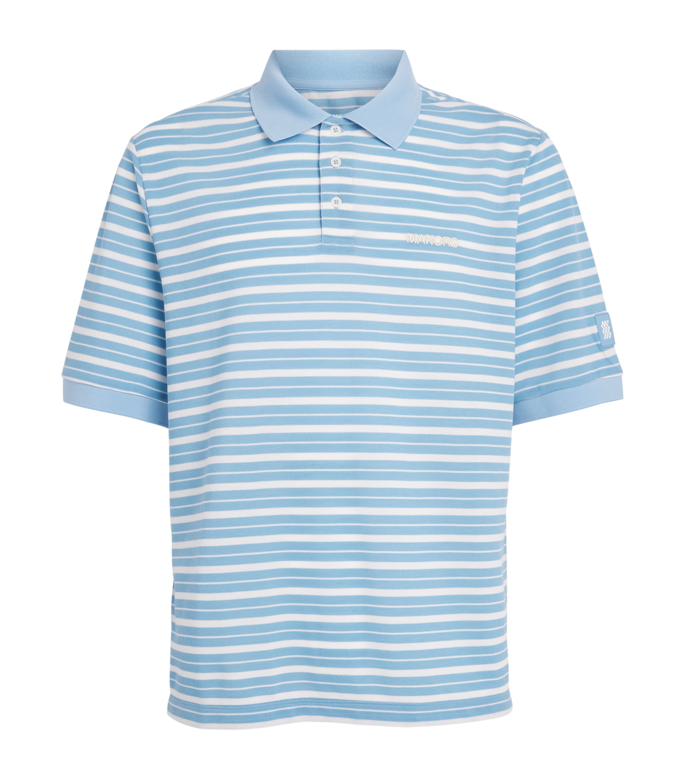 Manors Mens Piqué Stripe GOAT Polo Shirt Sky Blue