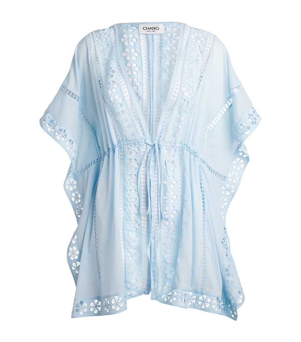 Charo Ruiz Ibiza Womens Cotton Voile Masie Kaftan Blue Artic