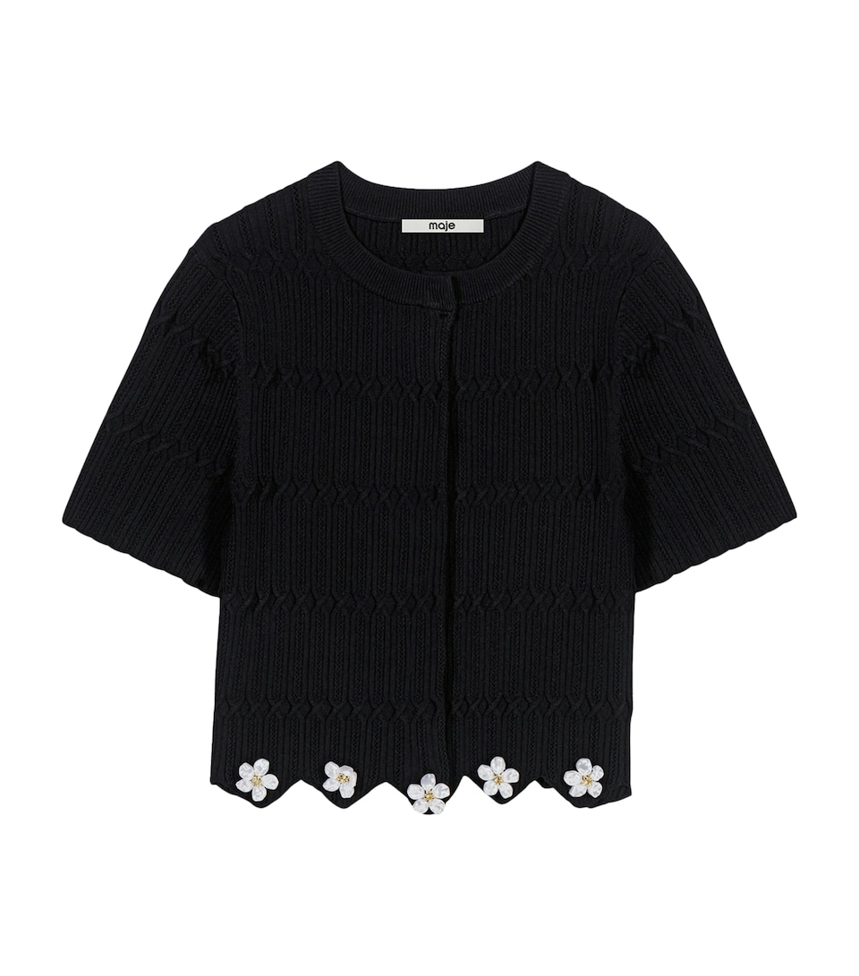 Maje Womens Short-Sleeve Daisy Cardigan Black