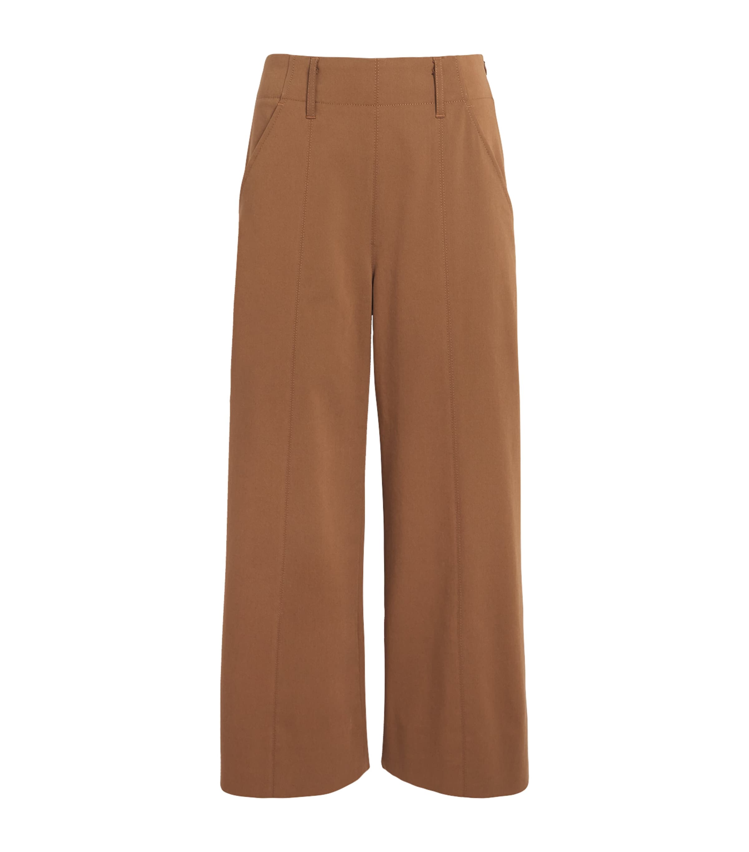 ME+EM Womens Cotton-Blend Cropped Wide-Leg Trousers Walnut Brown