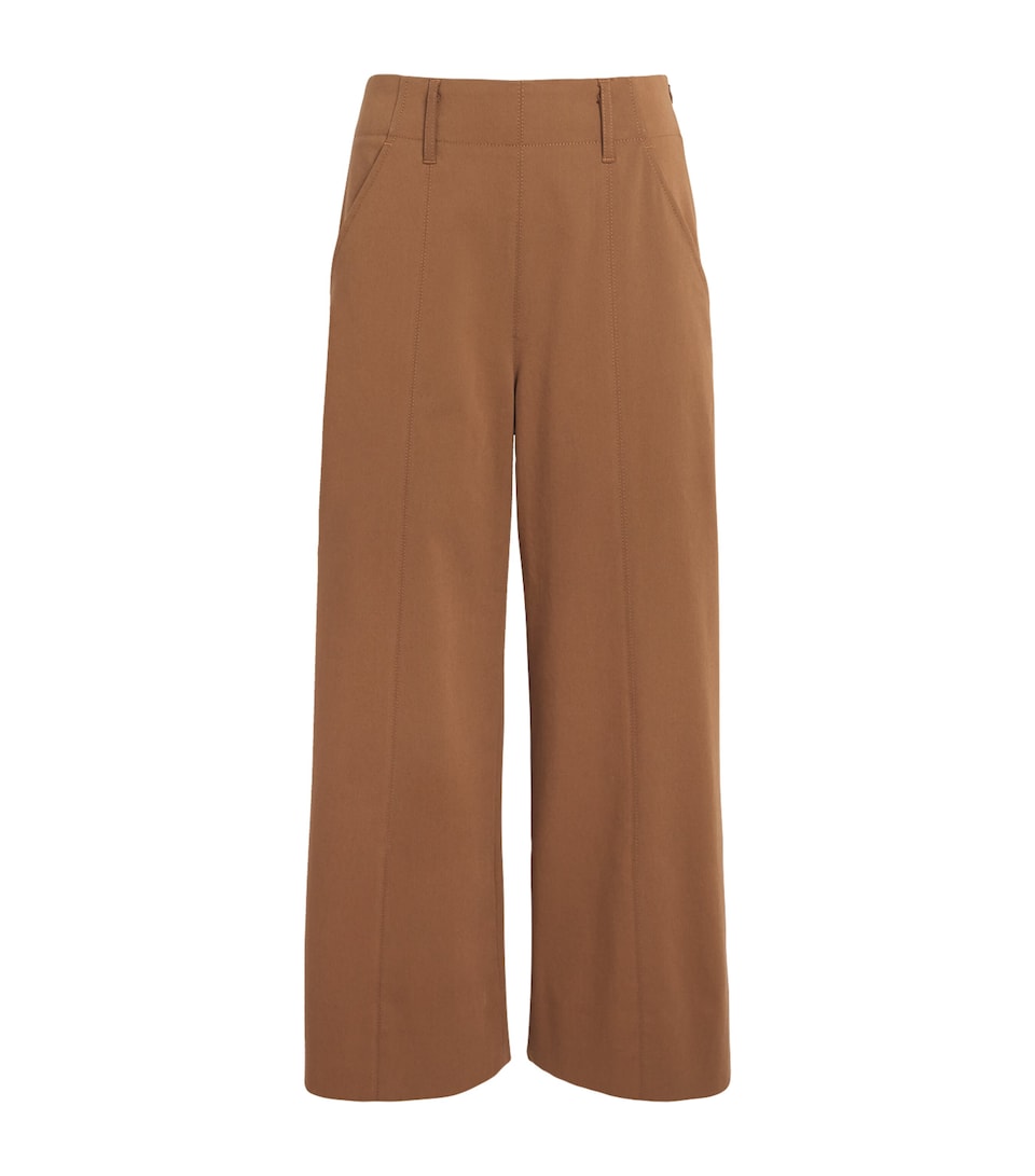 ME+EM Womens Cotton-Blend Cropped Wide-Leg Trousers Walnut Brown