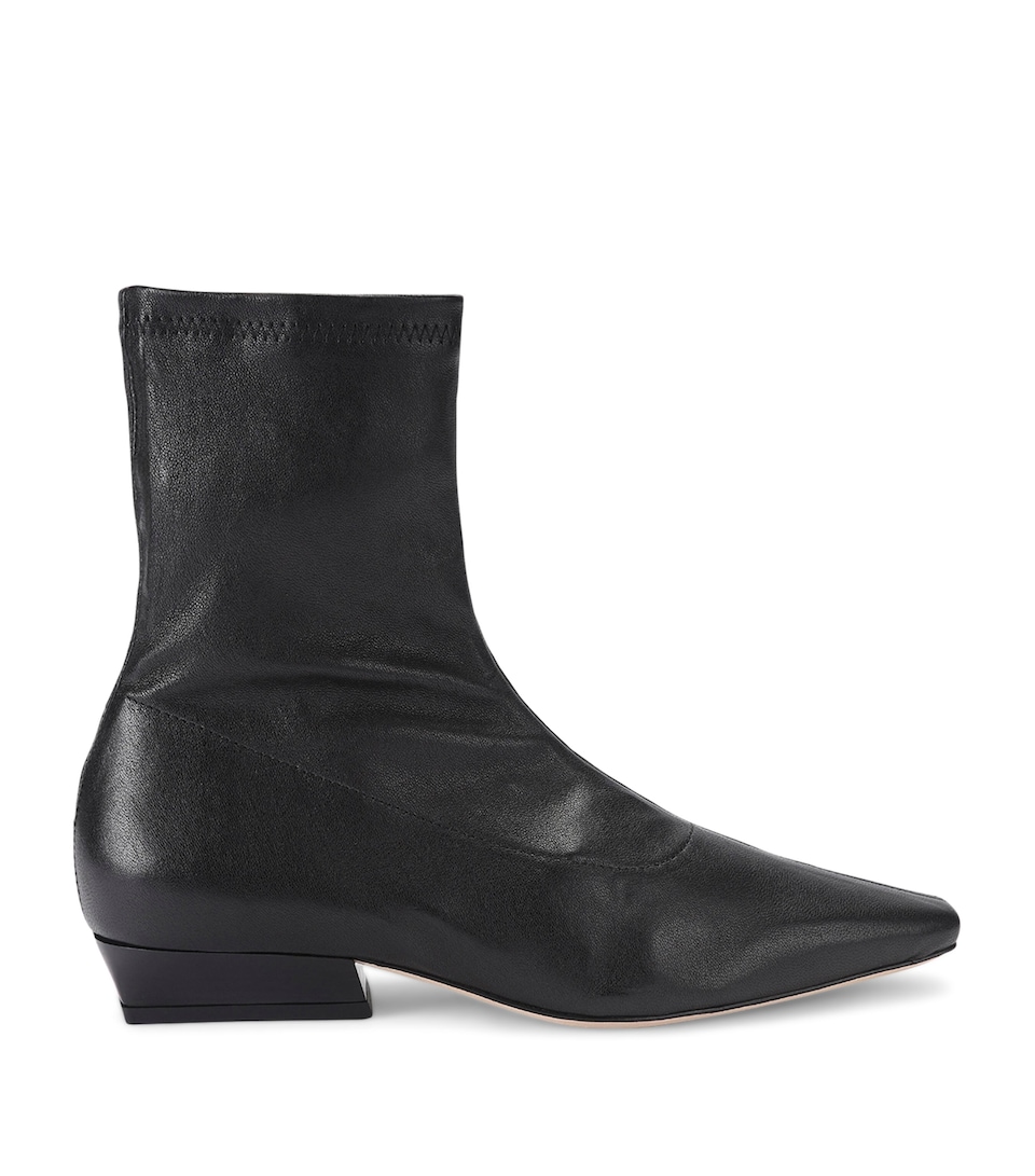 STAUD Leather Wally Sock Ankle Boots Black