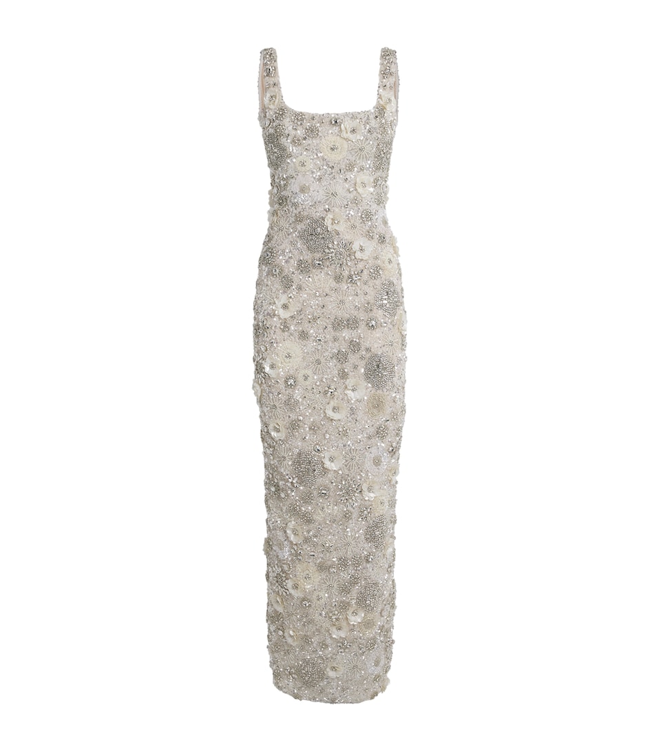 Rachel Gilbert Womens Embellished Francesca Gown Ivory